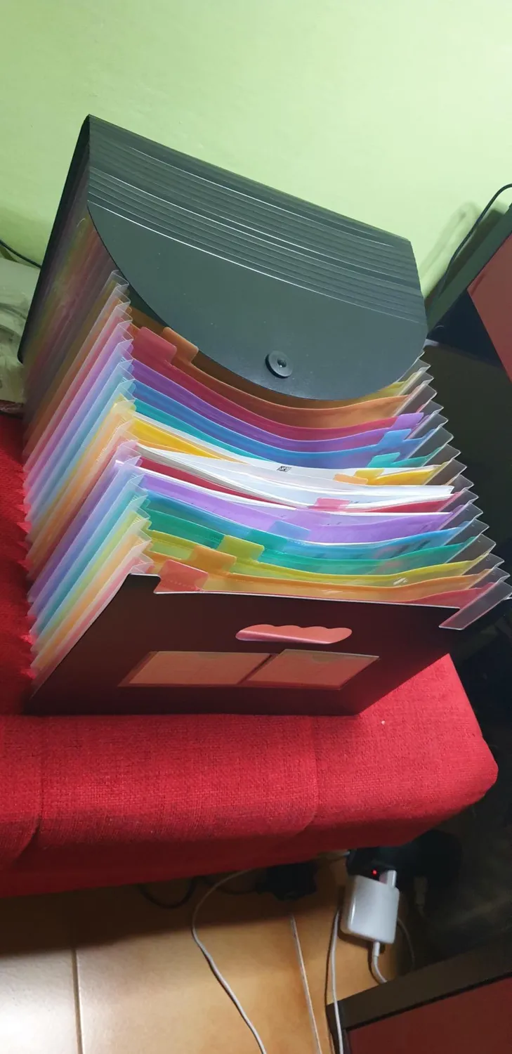 ABClife Portadocumenti A4 Fisarmonica 12 tasche multicolore coperchio
