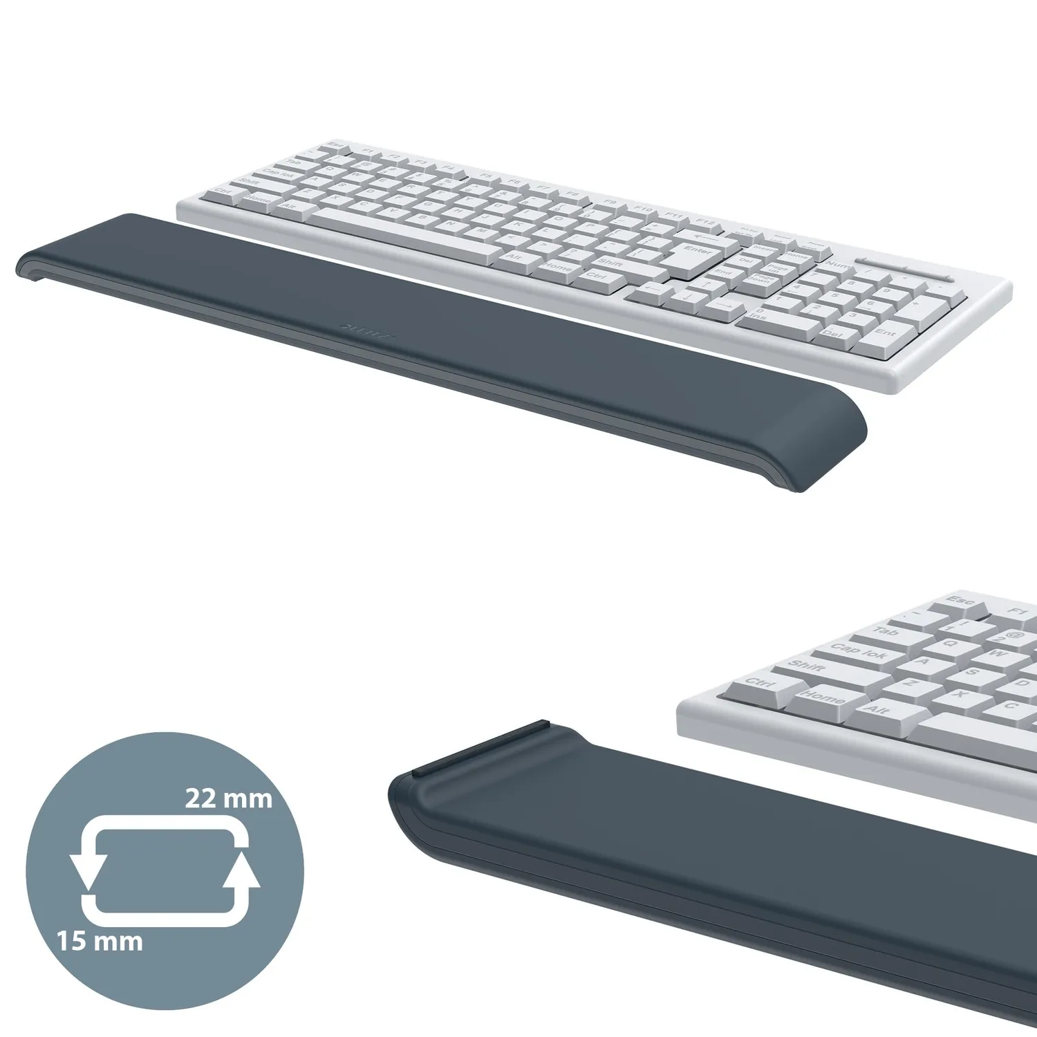 Leitz Ergo 65230089 poggiapolsi tastiera grigio velluto 2 altezze
