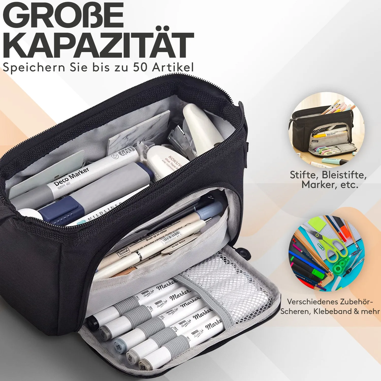 ACROPAQ Astuccio Grande 2,5L Nero 50 Penne Poliestere