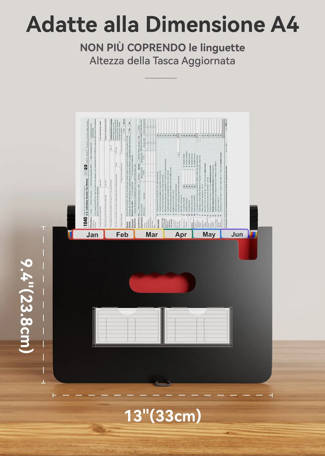 ABClife cartella portadocumenti A4 fisarmonica 12 tasche nero