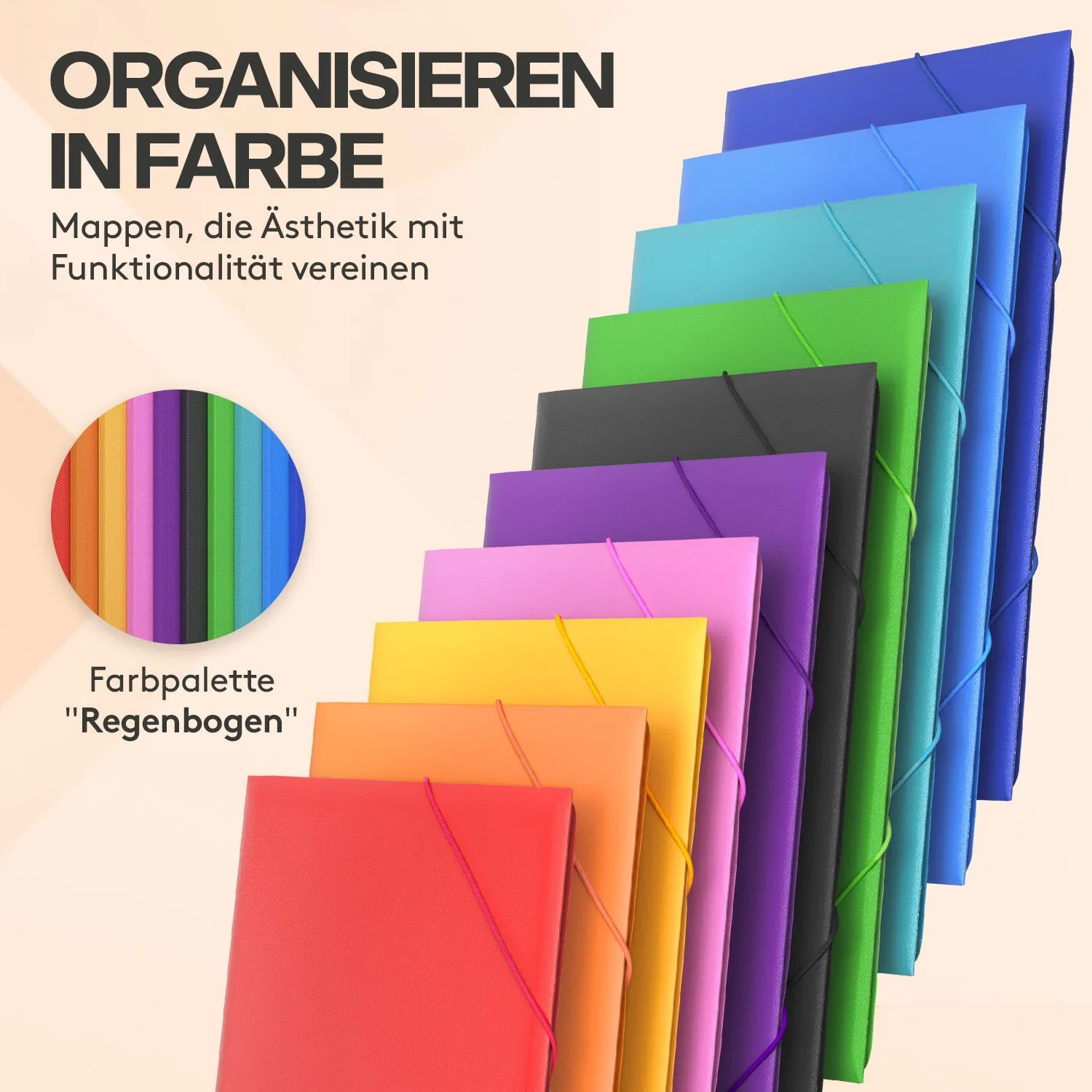ACROPAQ Cartelline Elastico A4 10 Pezzi 10 Colori 200 Fogli