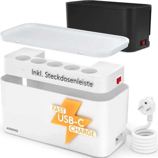 Acropaq multipresa 5 prese + 3 USB QC3.0 Type-C bianca