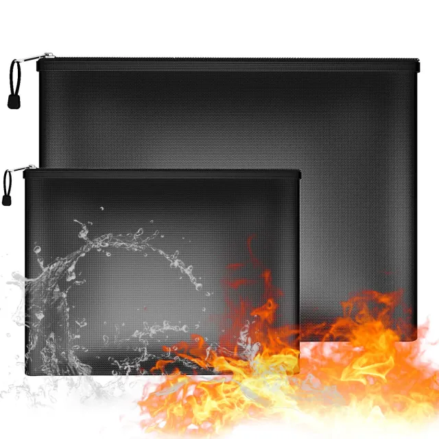 ABClife Set 2 Borse Portadocumenti Ignifughe Nere Grande+Piccola