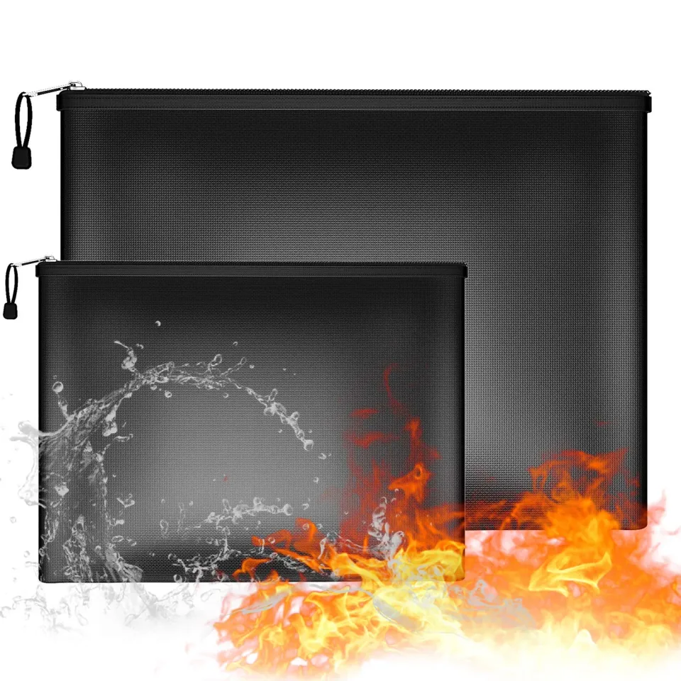 ABClife Set 2 Borse Portadocumenti Ignifughe Nere Grande+Piccola