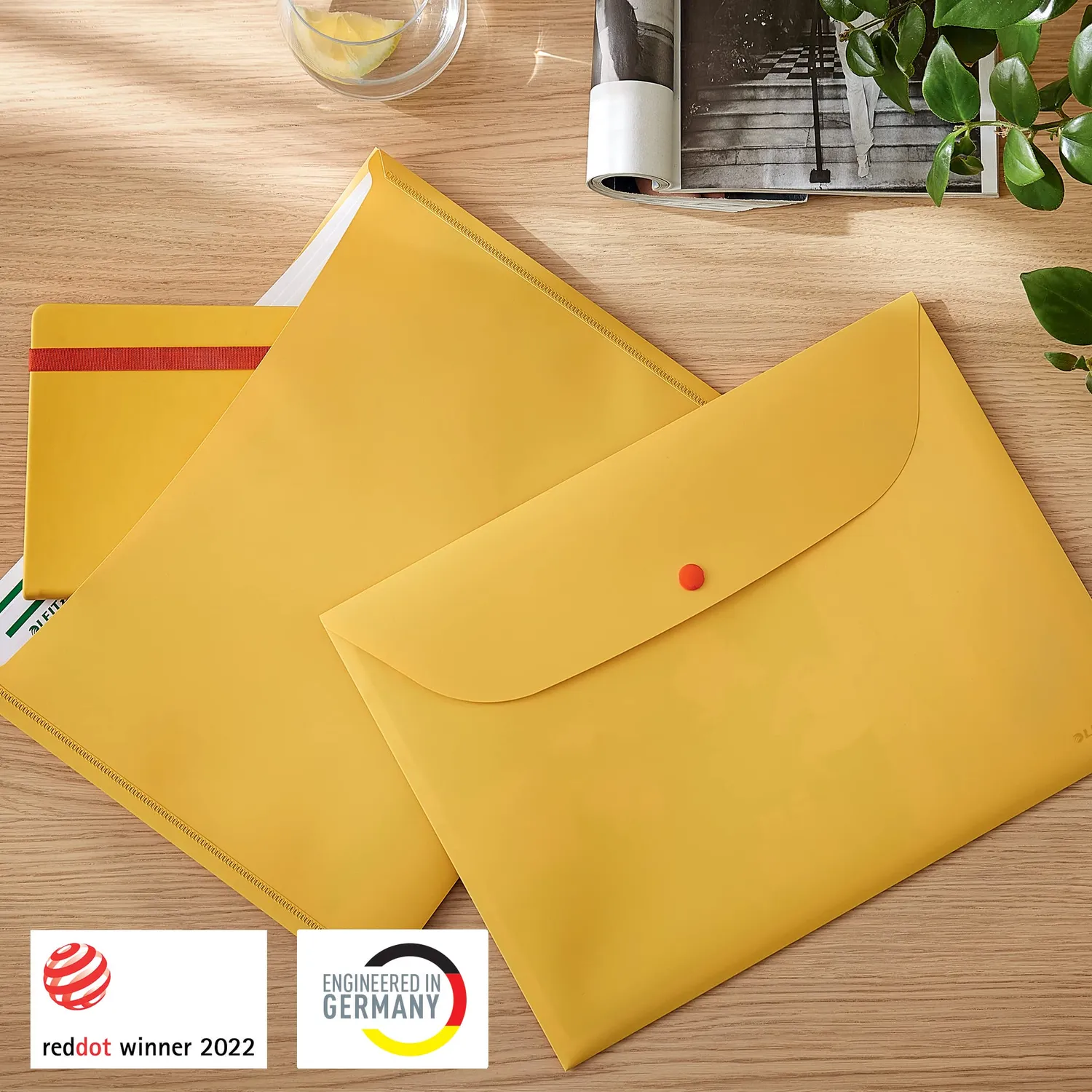 Leitz Cosy 47090019 busta con bottone A4 3 pezzi giallo caldo opaco