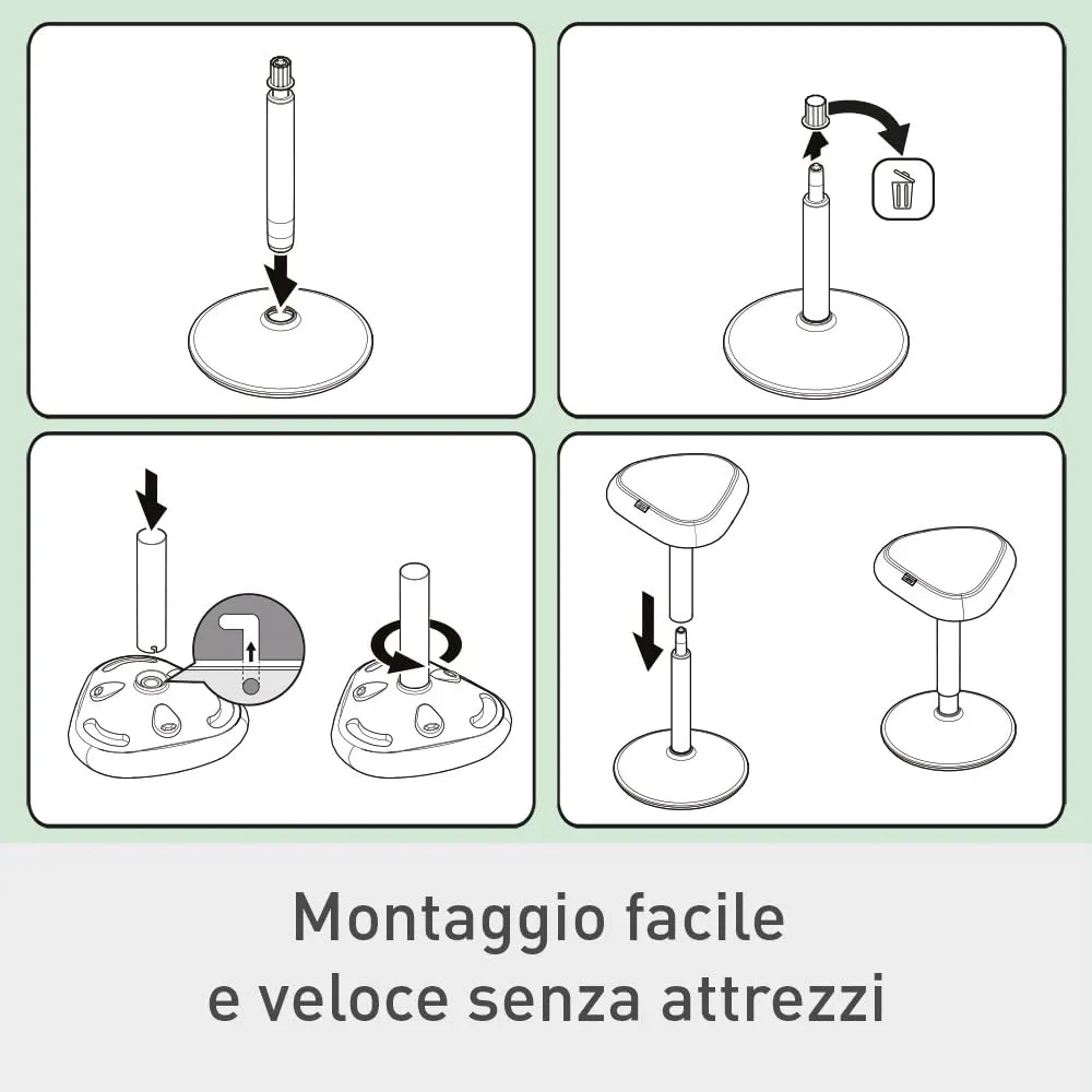 Leitz Ergo WOW Active 65450089 sgabello grigio scuro 57-82 cm