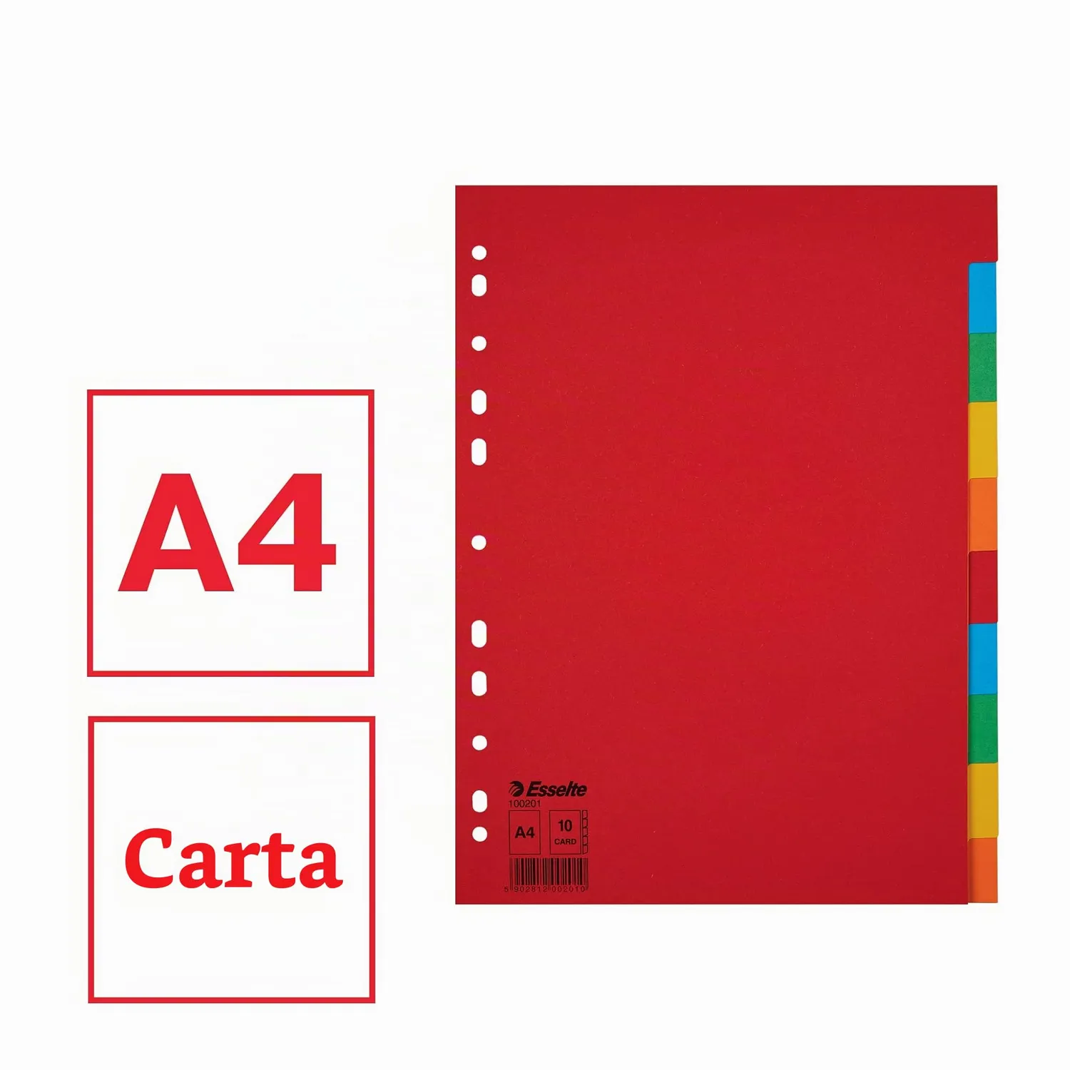 Esselte intercalari A4 colorati 10 pezzi cartoncino riciclato