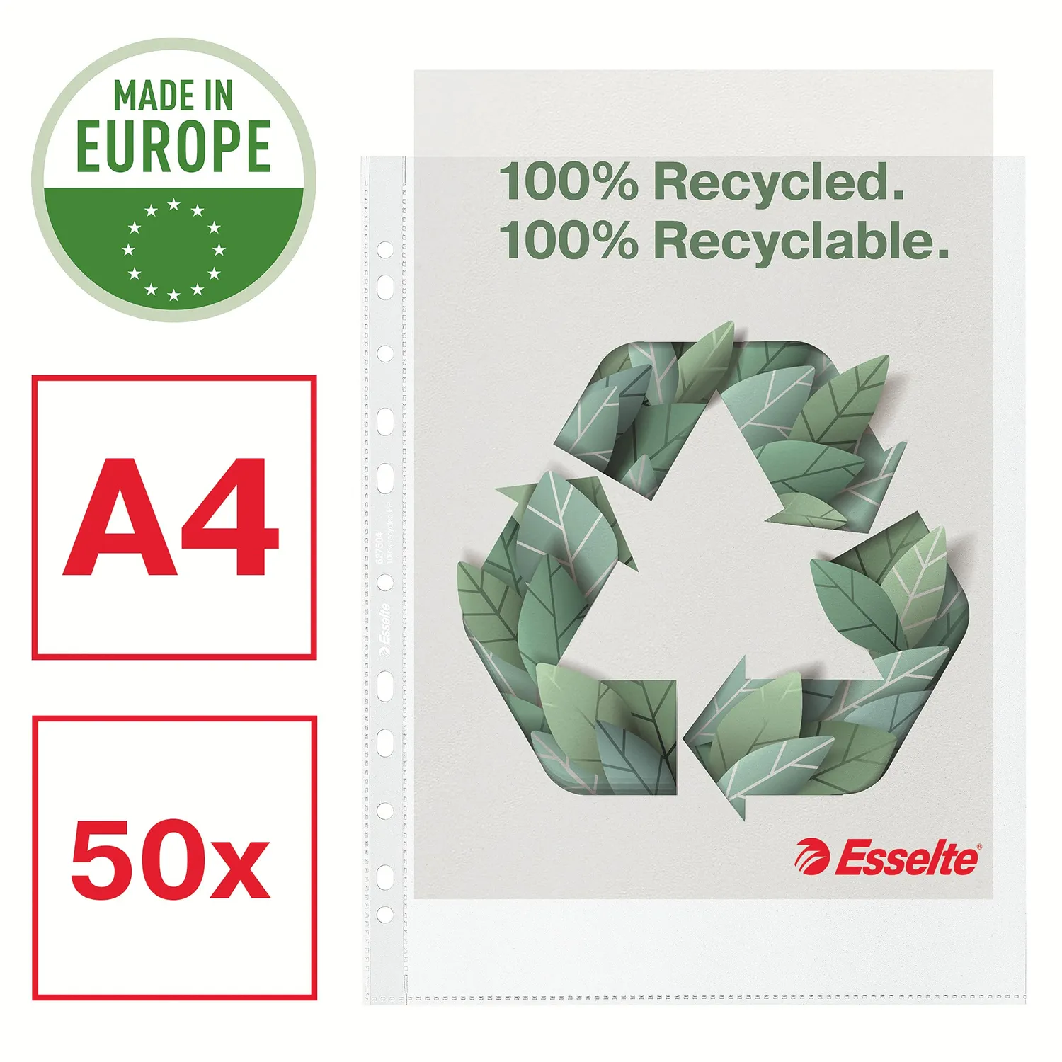 Esselte DeLuxe 627504 buste perforate A4 50pz antiriflesso