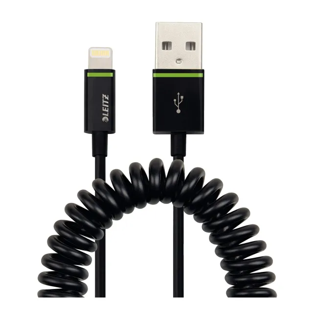 Leitz 62150095 Cavo Lightning a Spirale Nero 1 m