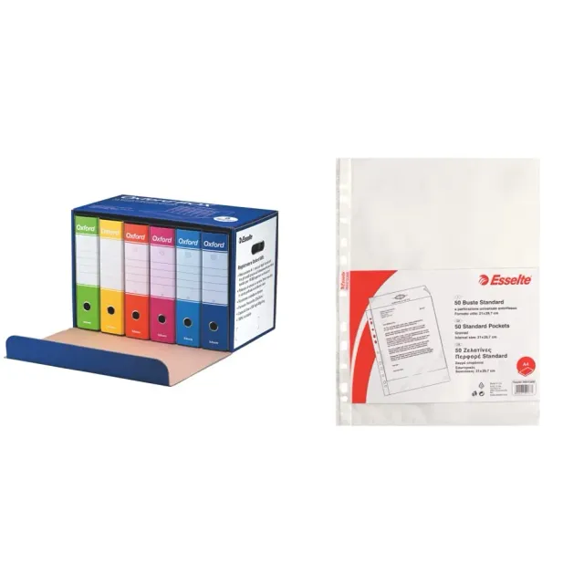Esselte Oxford G85 registratori A4 6 pezzi + 50 buste antiriflesso