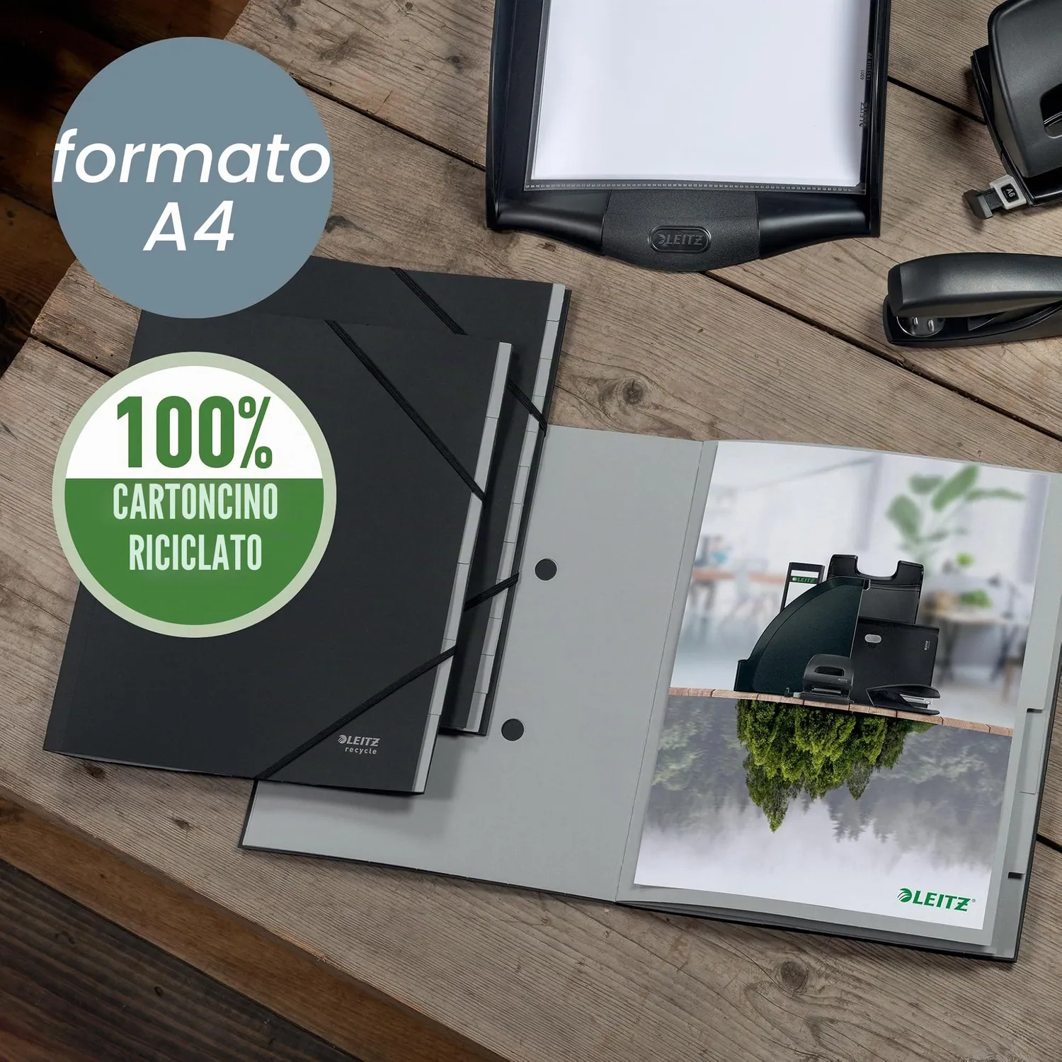 Leitz MyBox Recycle cartellina A4 12 scomparti nera elastico