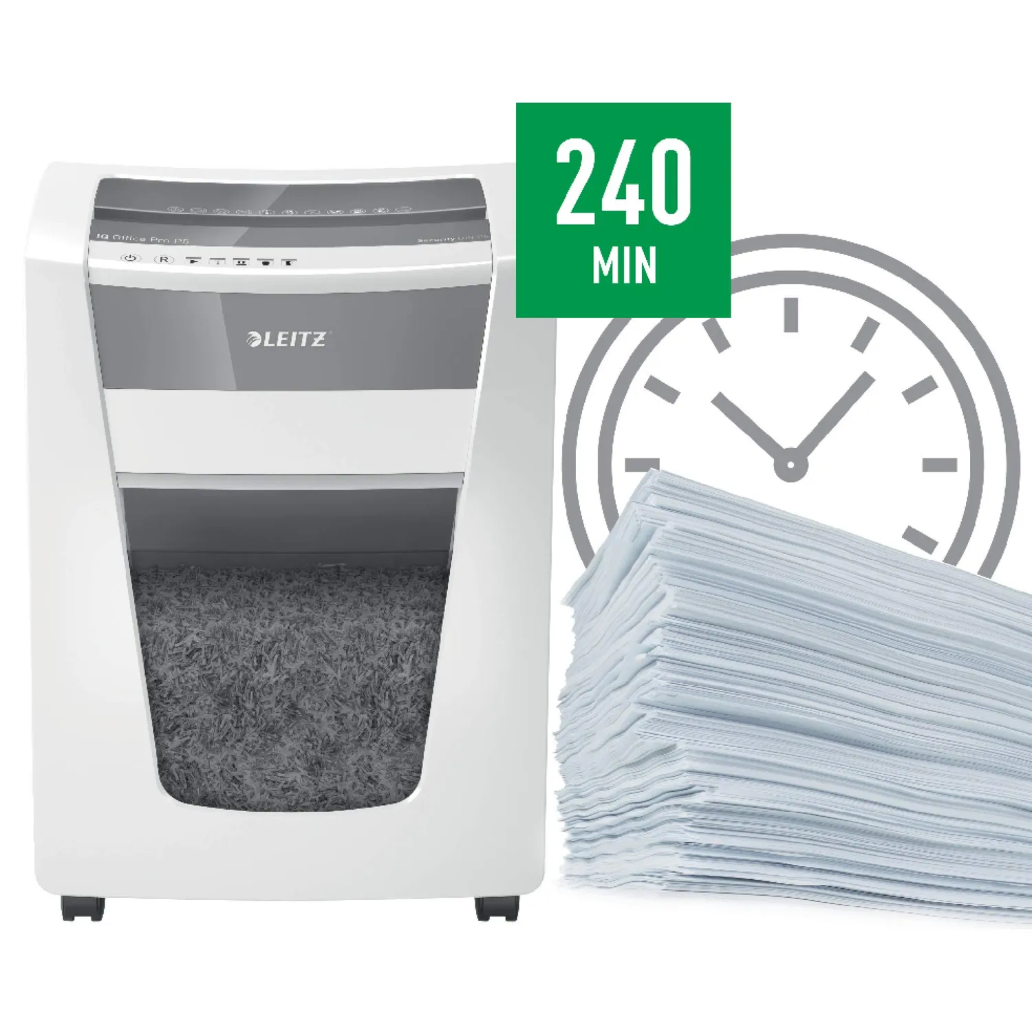 Leitz IQ Office Pro 80052000 Distruggidocumenti P5 Bianco 30L