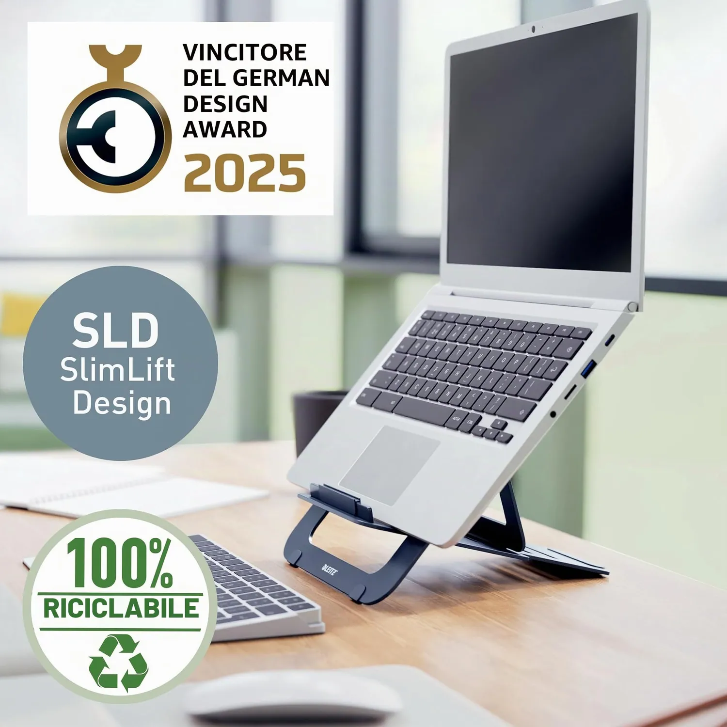 Leitz Ergo SlimLift 63460089 supporto laptop alluminio grigio scuro