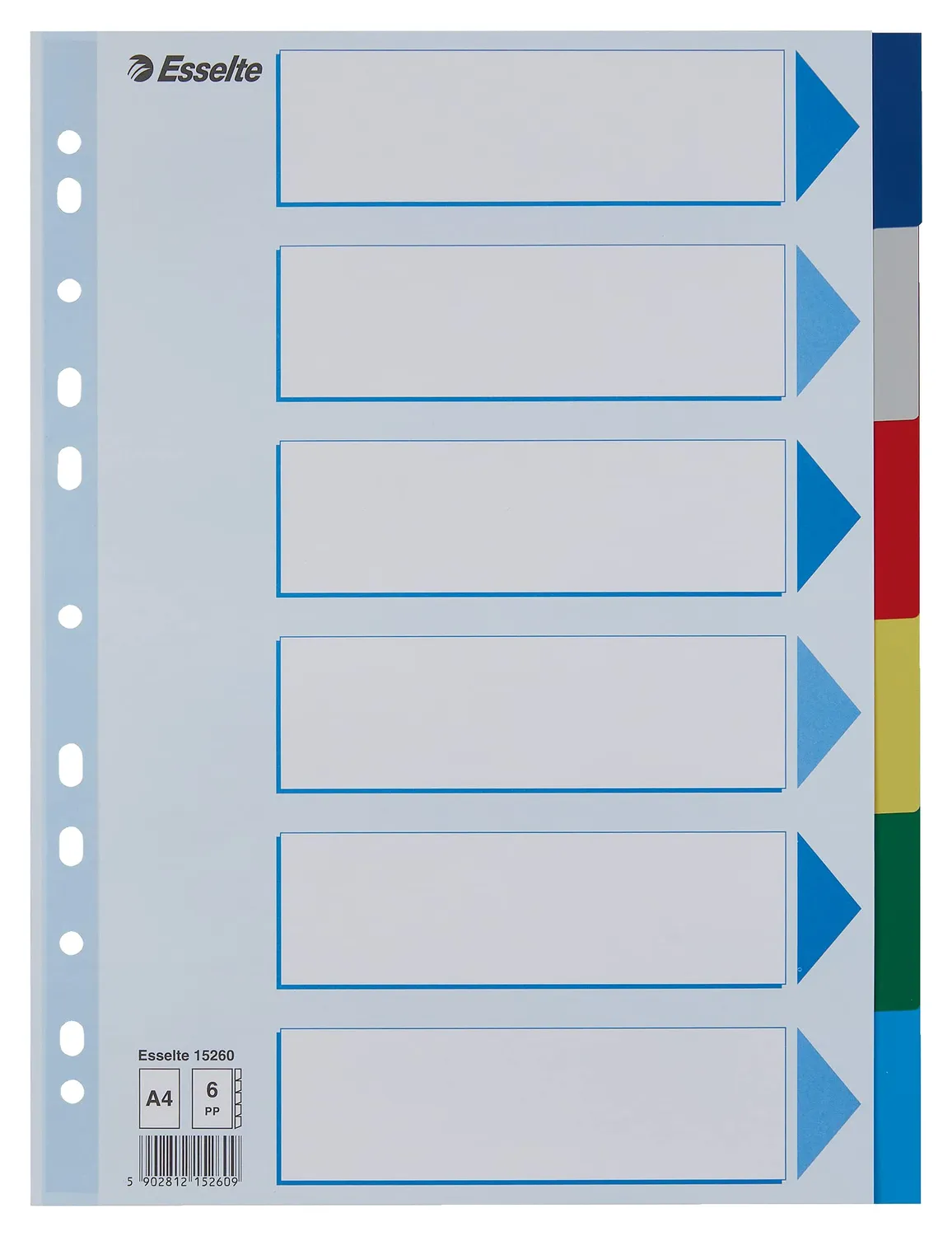 Esselte 20647 intercalari A4 Maxi 6 tasti traslucidi