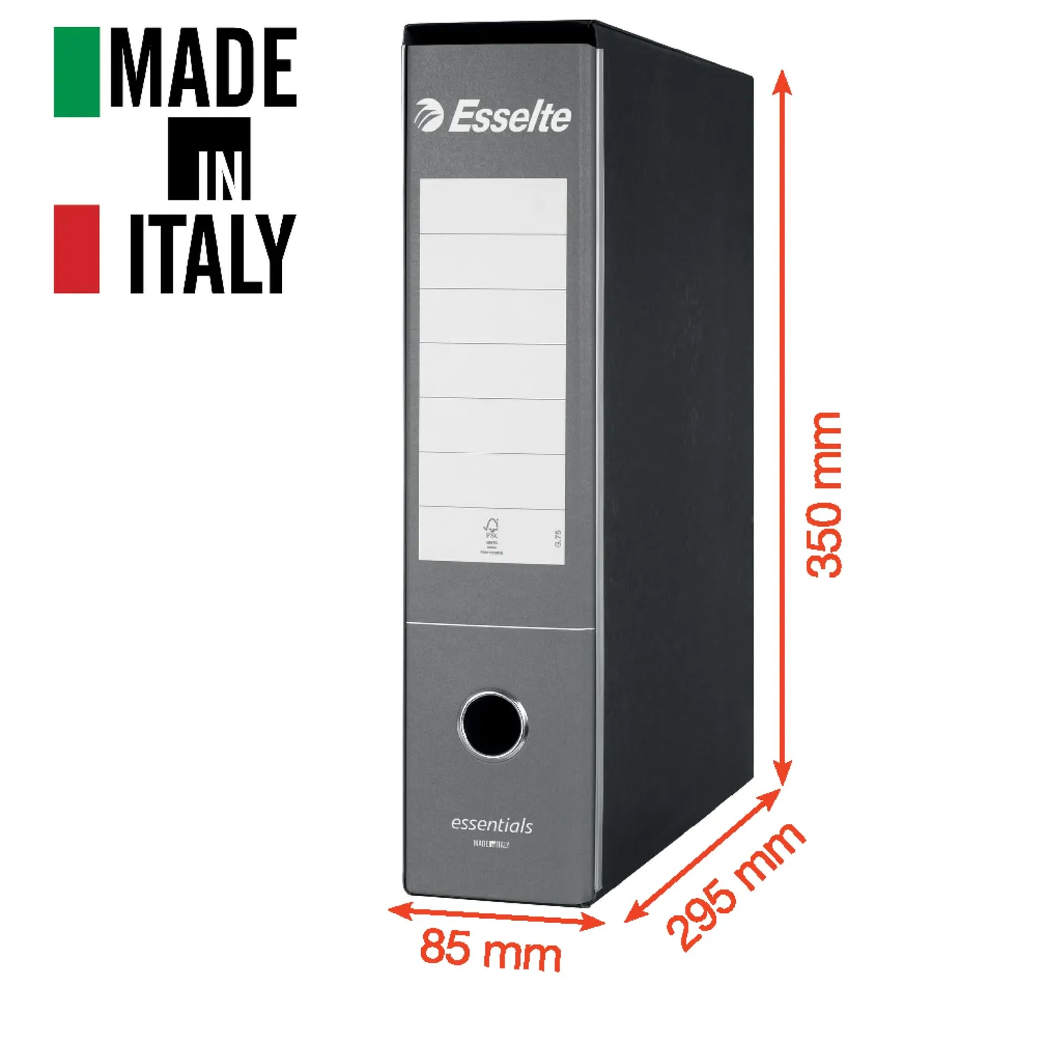 Esselte Essentials G75 Registratore Protocollo 8 cm Rosso 6 pz