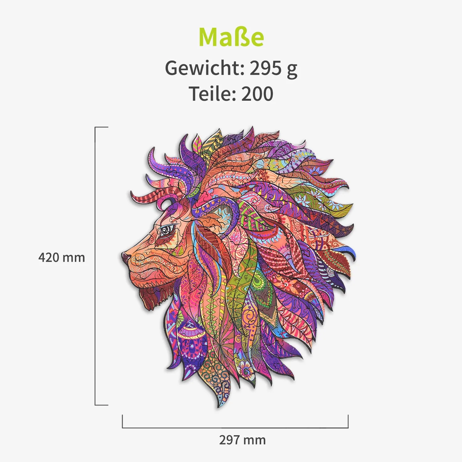 ACROPAQ Leone Puzzle in legno 200 pezzi A3
