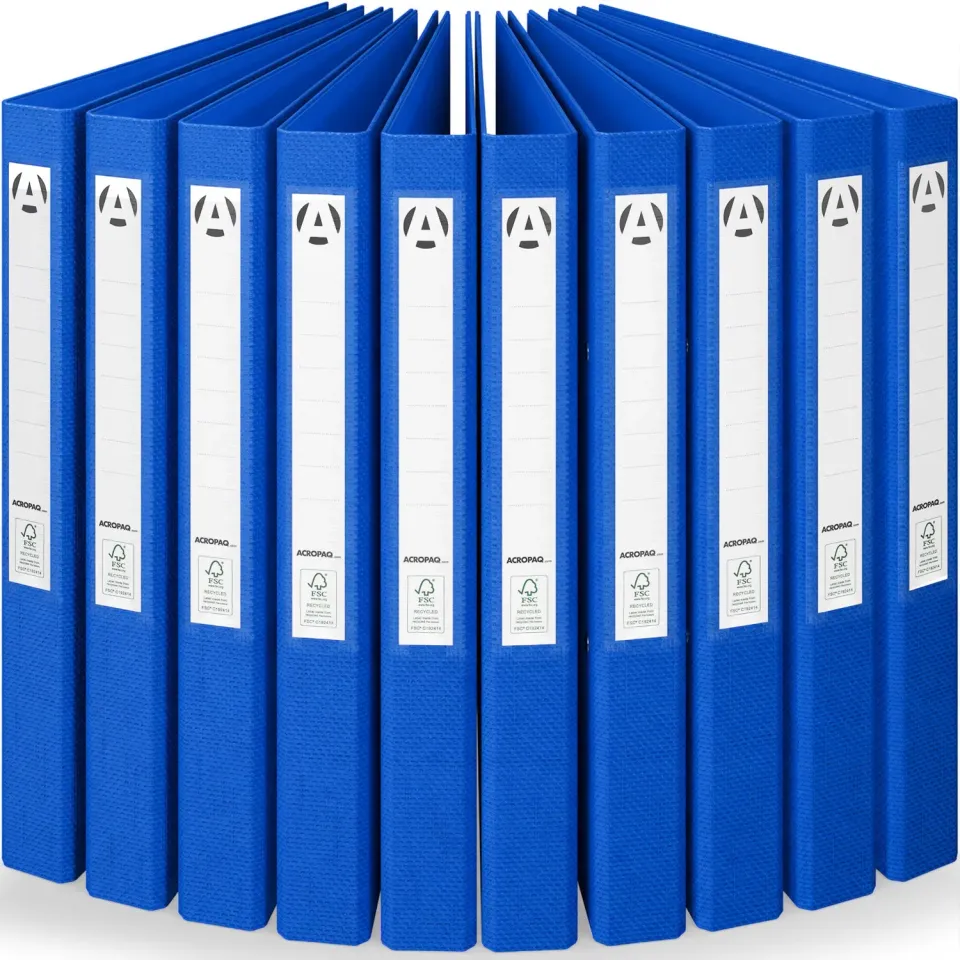 ACROPAQ Raccoglitore ad Anelli A4 Blu 10 Pezzi Dorso 42 mm