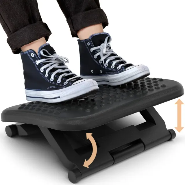 Acropaq Poggiapiedi Ergonomico Regolabile Nero Massaggiante