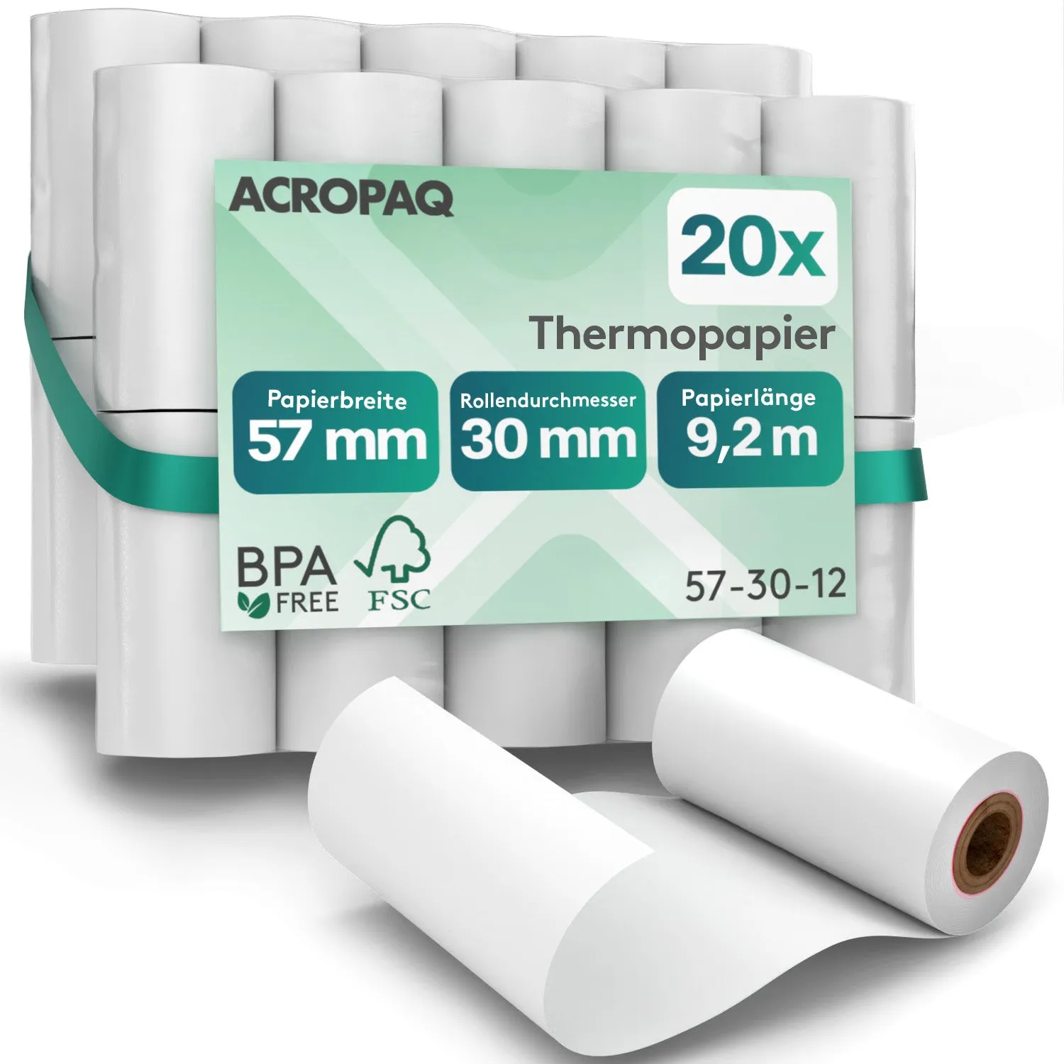 ACROPAQ Rotoli termici 57x30 mm 20 pezzi BPA free