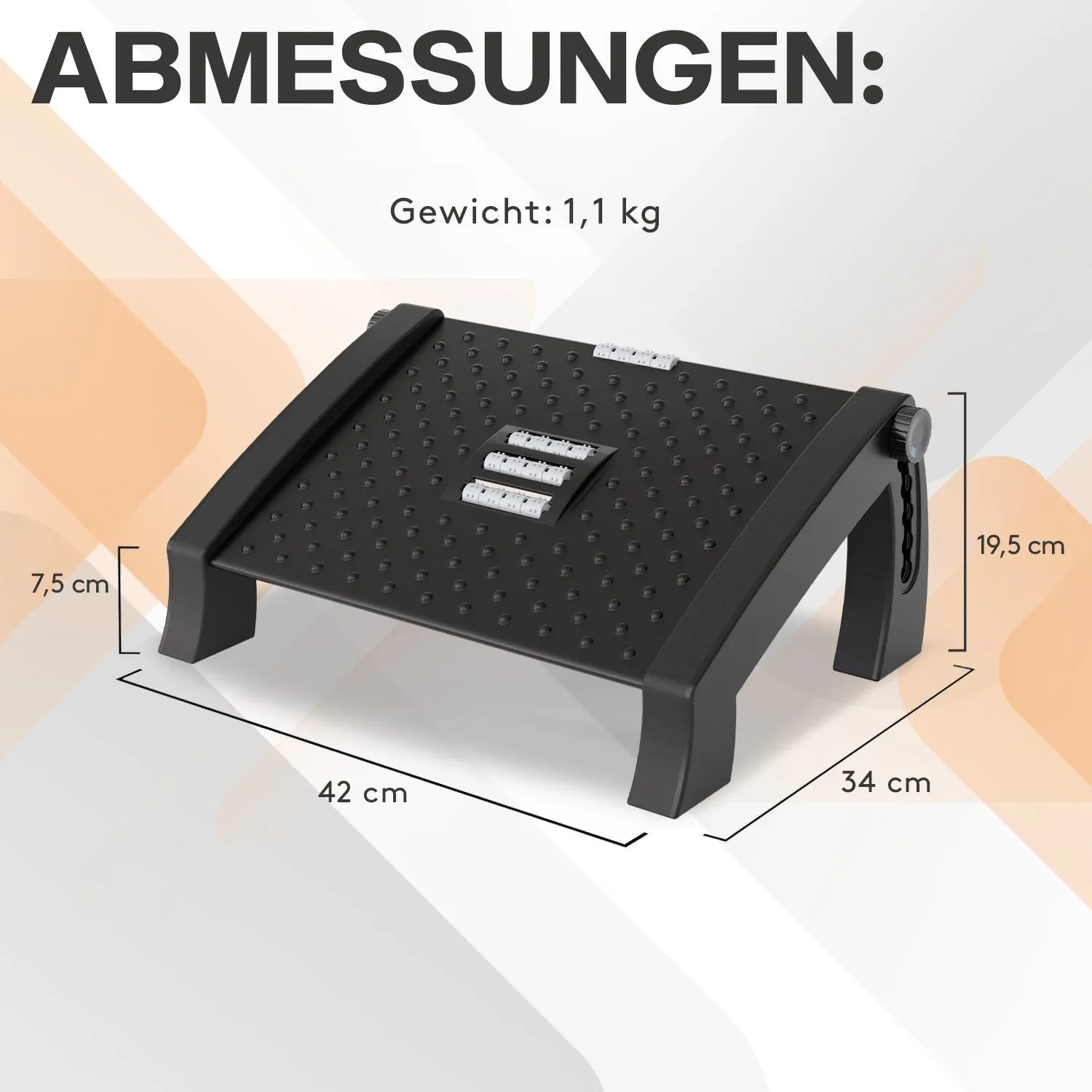 ACROPAQ poggiapiedi ergonomico massaggiante nero regolabile