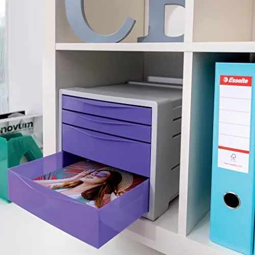 Esselte Colour'Breeze cassettiera 4 cassetti corallo traslucida