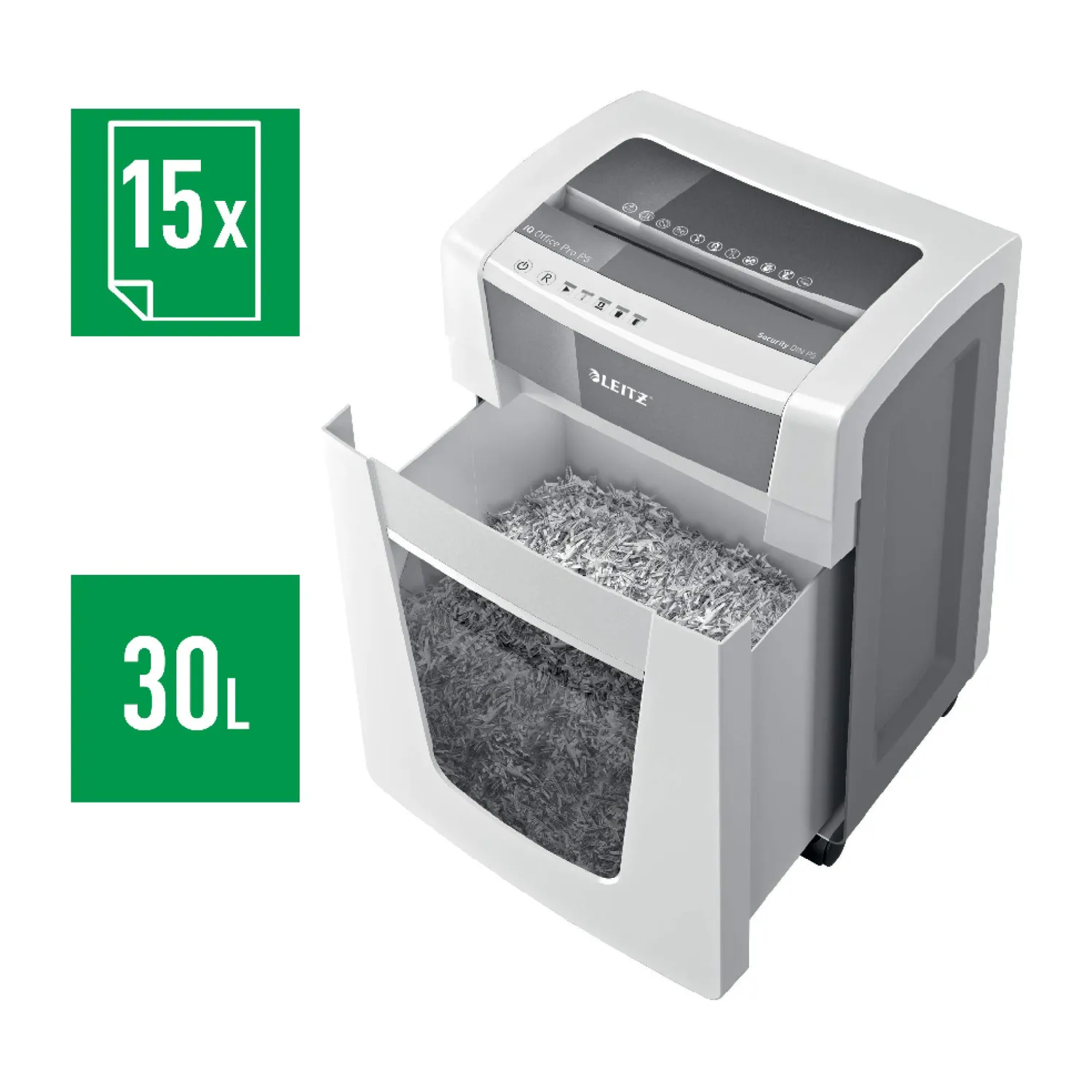 Leitz IQ Office Pro 80052000 Distruggidocumenti P5 Bianco 30L