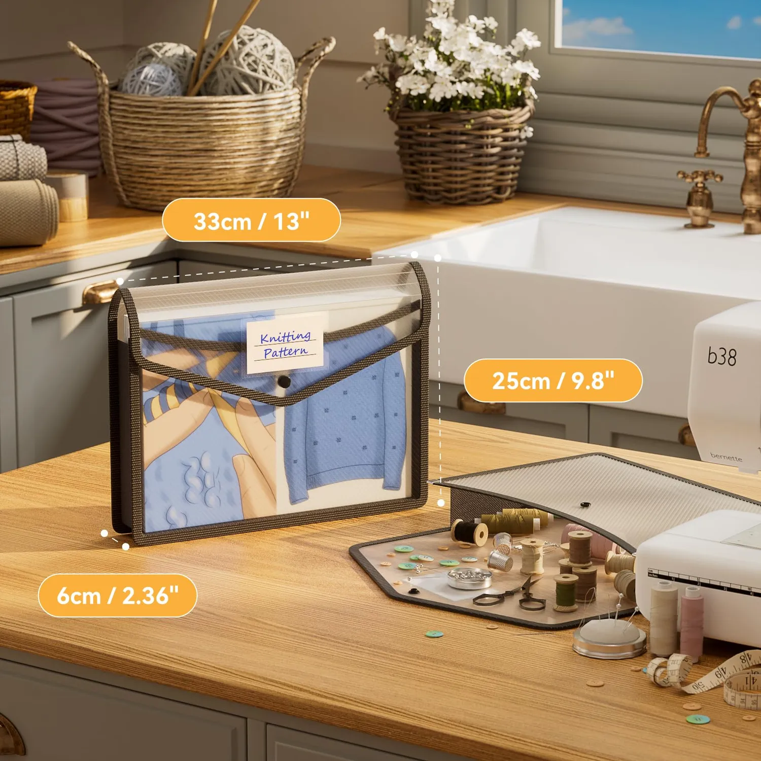 ABClife Cartelle Portadocumenti Espandibili A4 Nero 6 Pezzi con Bottone
