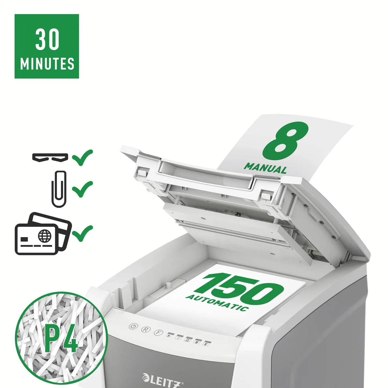 Leitz IQ Autofeed Office 80132000 distruggidocumenti 150 fogli P4