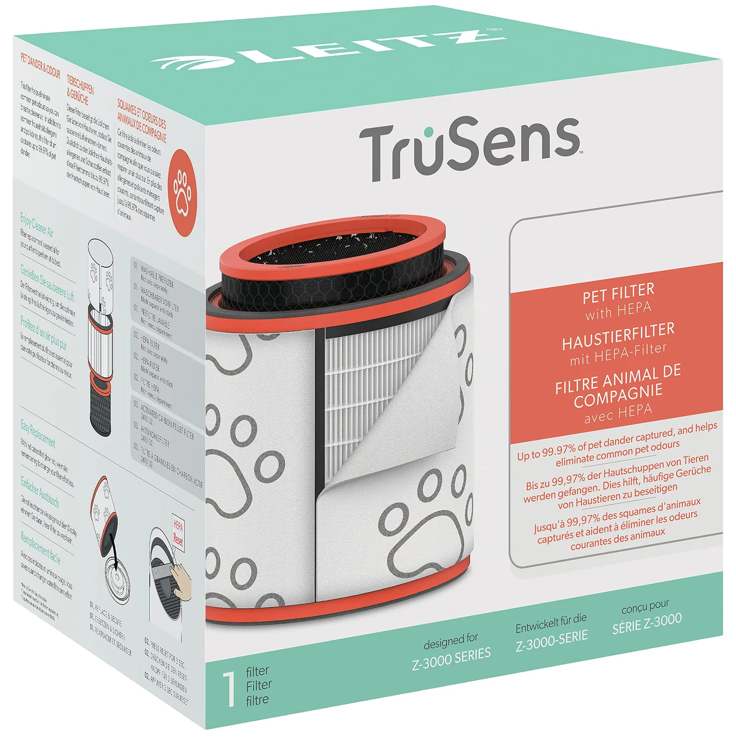 Leitz TruSens Z-3000 filtro HEPA animali domestici 3in1