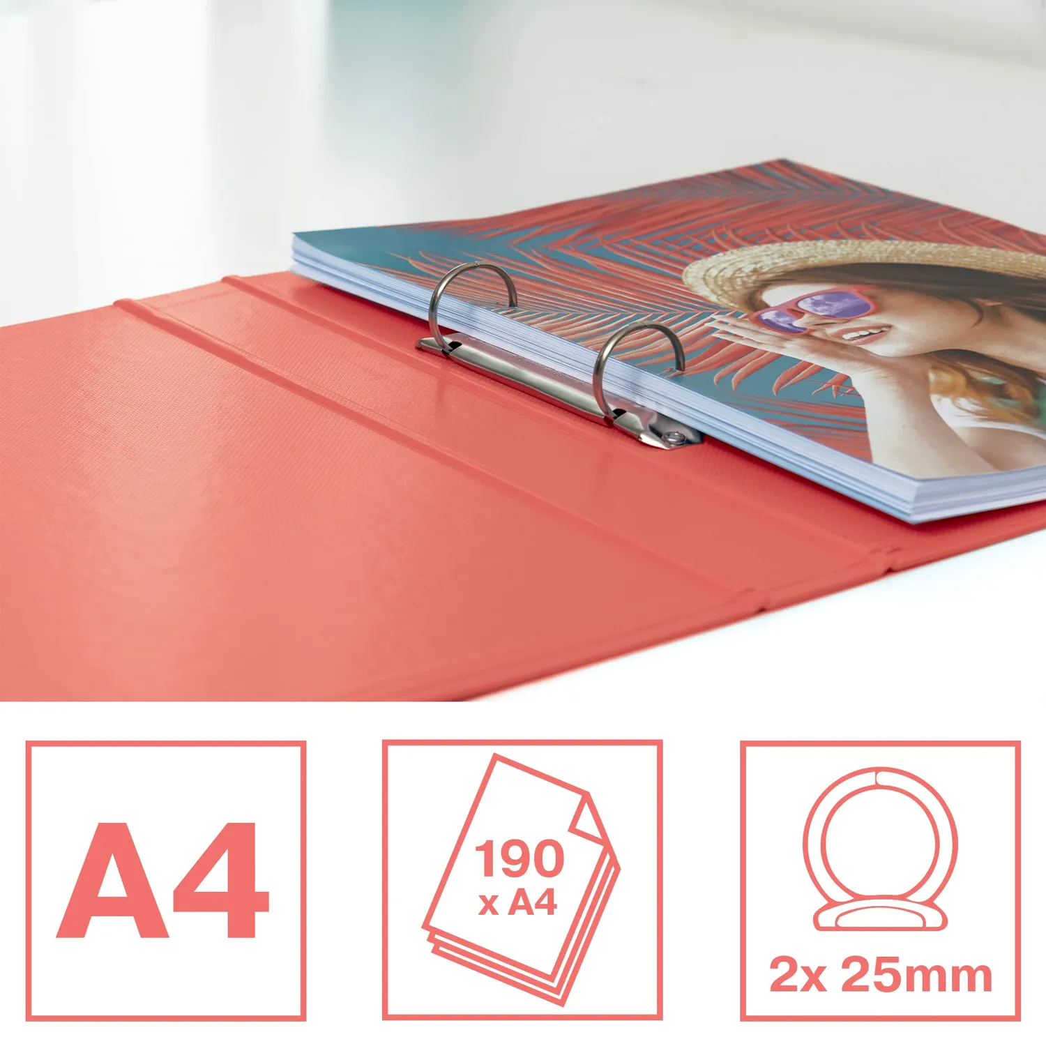 Esselte ColourBreeze 628433 Raccoglitore 2 Anelli A4 Corallo 10pz