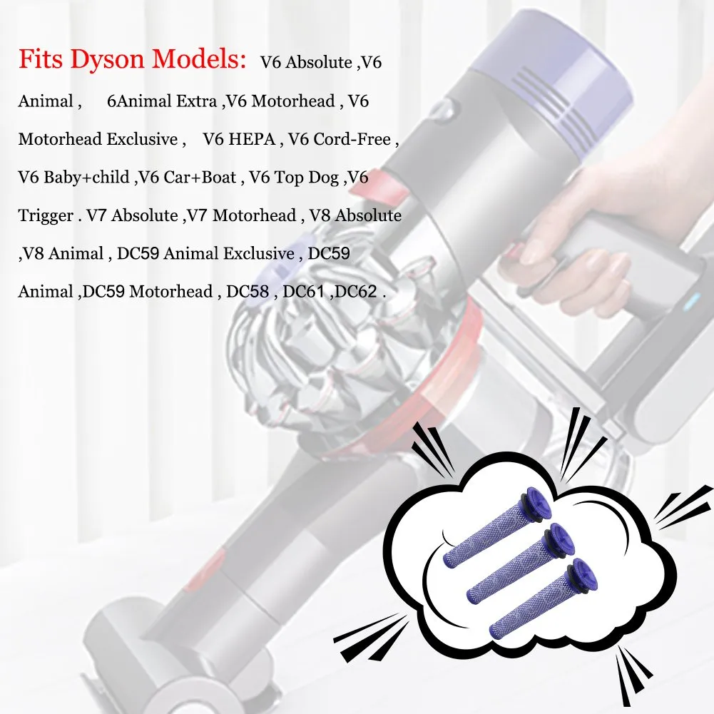 ABClife filtro aspirapolvere Dyson V6 V7 V8 lavabile 3 pezzi