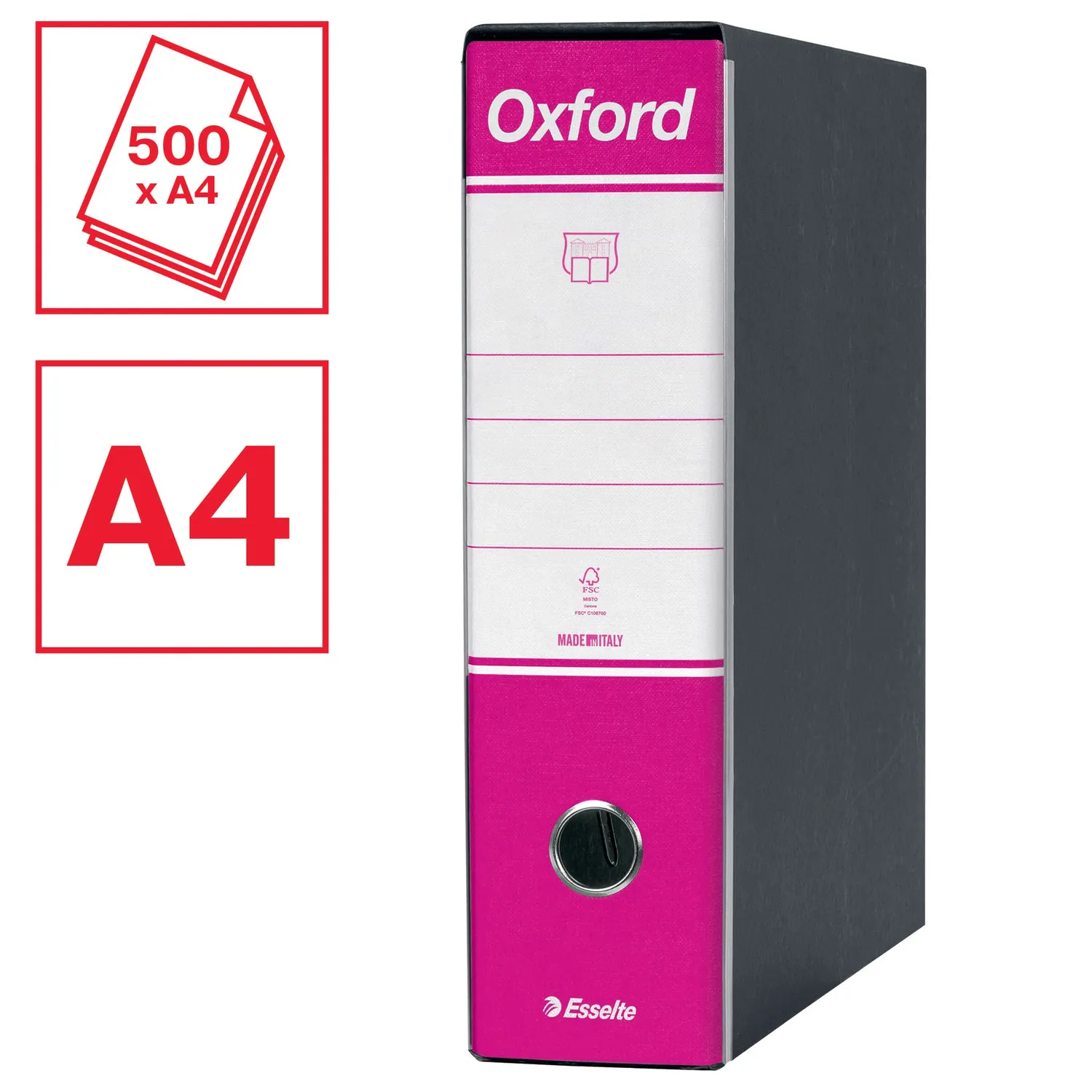 Oxford G83 390783900 registratore a leva fucsia 8 cm 500 fogli