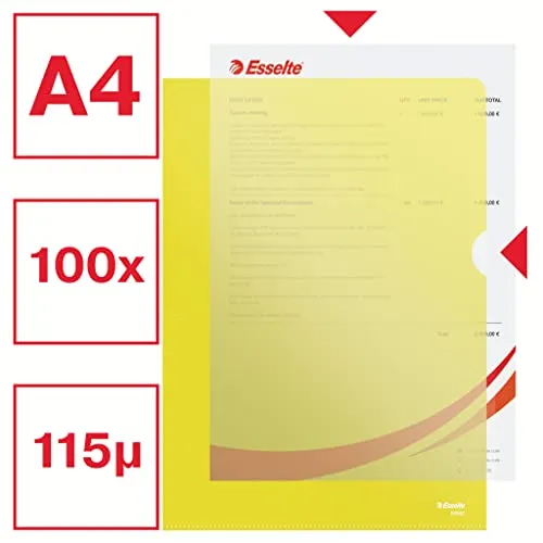 Esselte Deluxe buste a L A4 gialle 100 pezzi