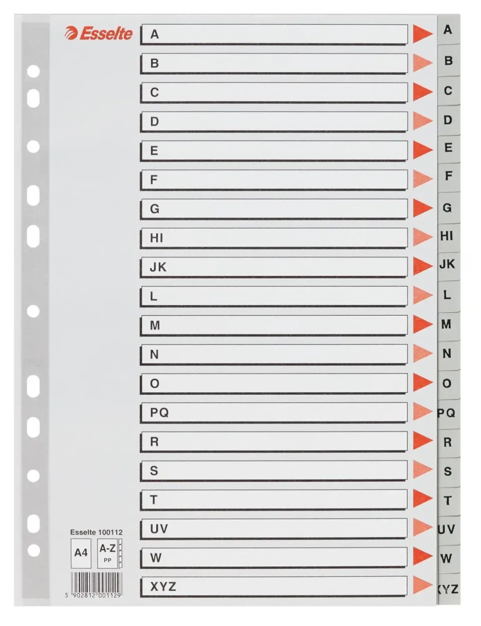 Esselte 100112 rubrica alfabetica A4 grigia A-Z