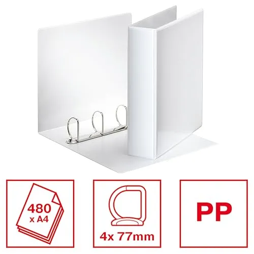 Esselte Essentials 49705 raccoglitore 4 anelli bianco dorso 7,7 cm