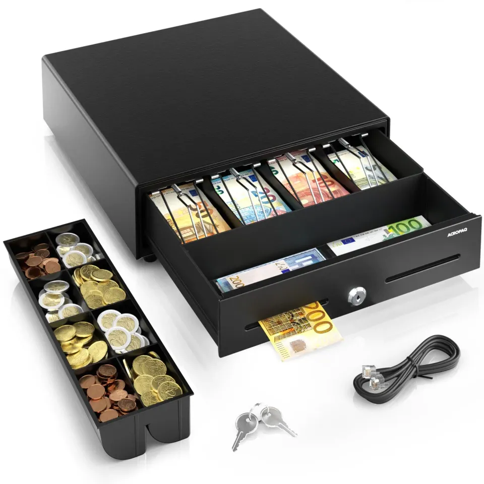 ACROPAQ cassetto contanti 33 cm nero 8+4 scomparti