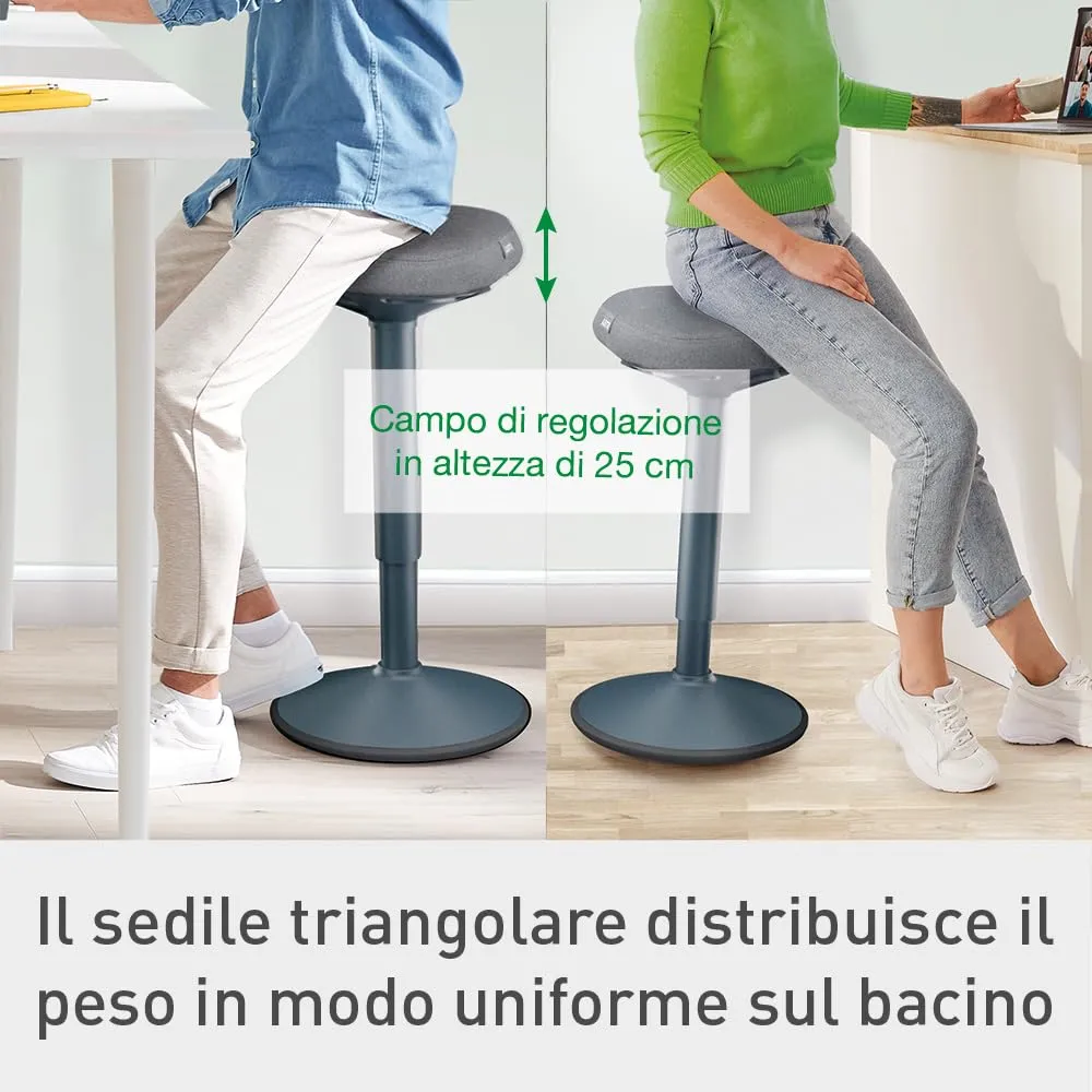 Leitz Ergo WOW Active 65450089 sgabello grigio scuro 57-82 cm