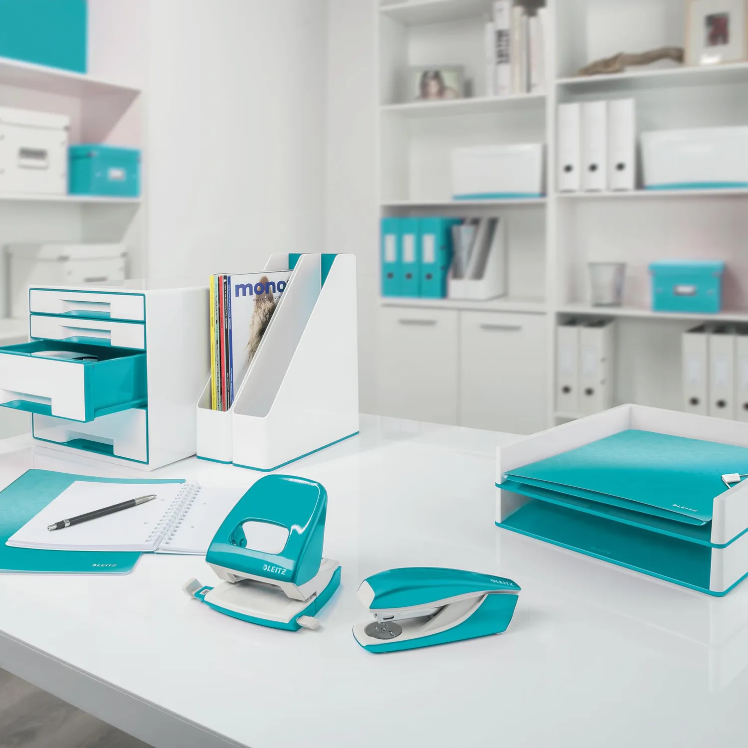 Leitz Ergo WOW Portariviste Dual Color Acquamarina da scrivania