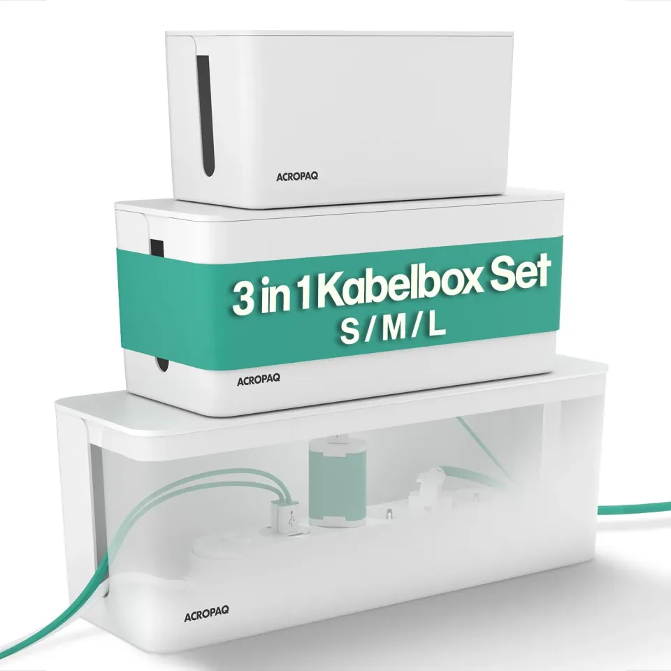 ACROPAQ Set 3 Scatole Cavi Bianco S M L