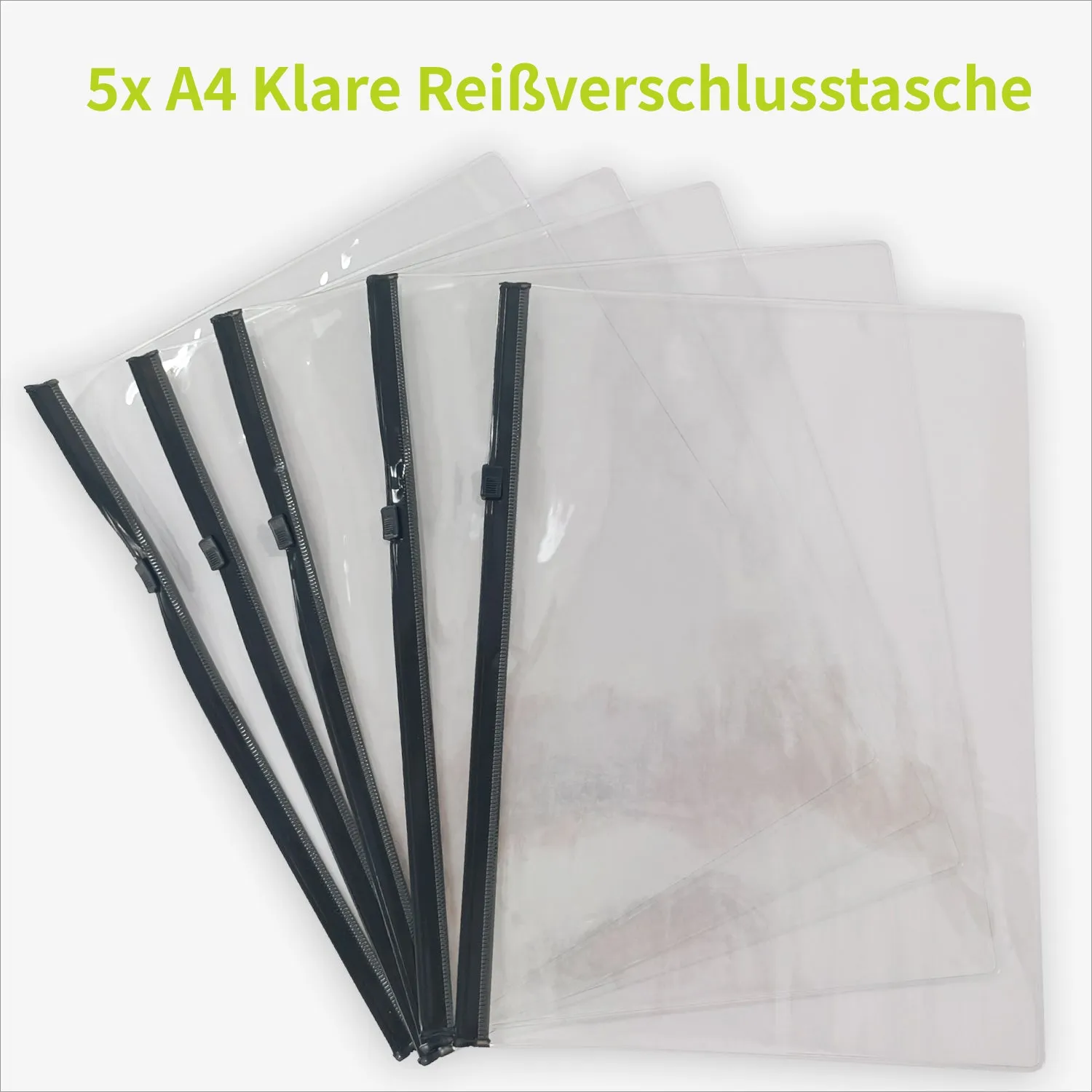 ACROPAQ Buste con Cerniera A5 Trasparenti PVC 5 Pezzi Nere