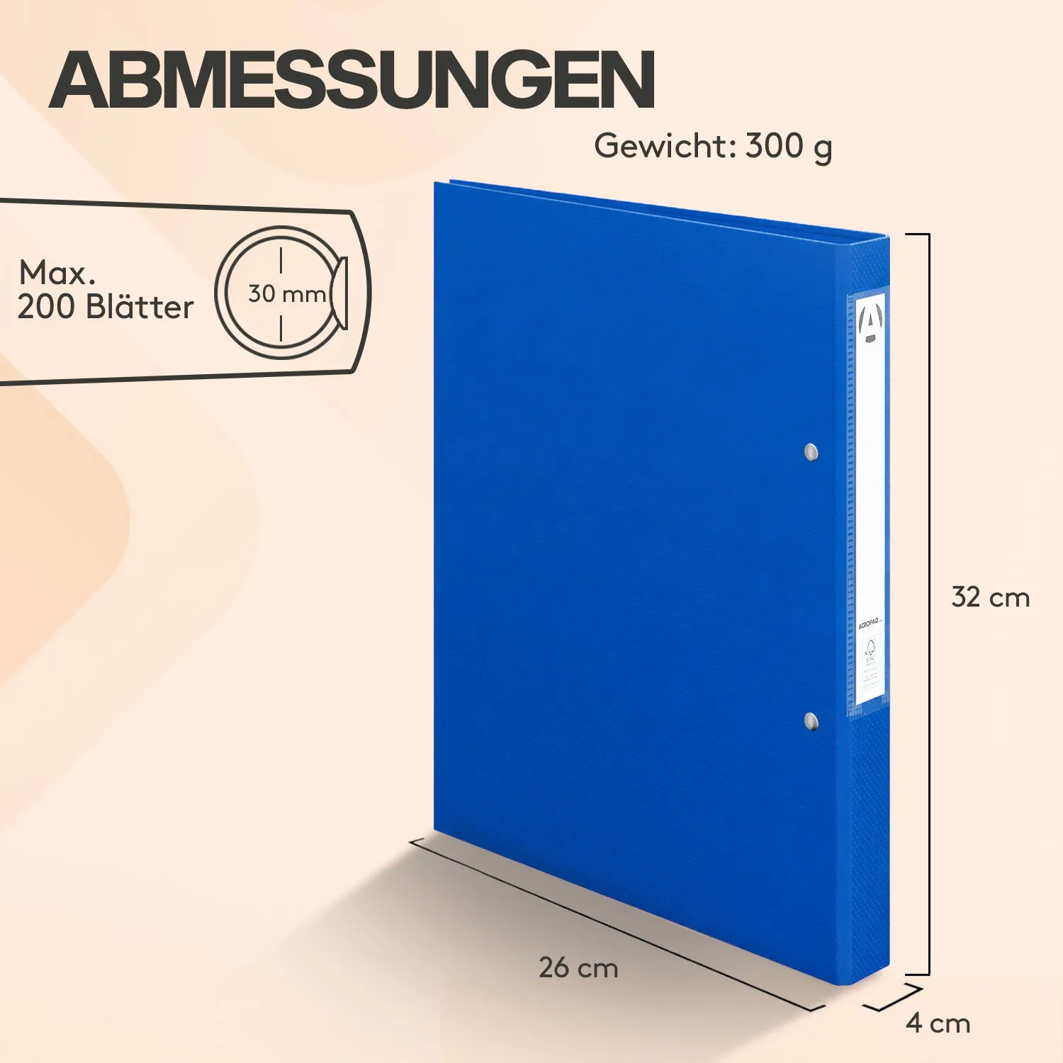 ACROPAQ Raccoglitori Anelli A4 10pz 42mm Blu 2 Anelli