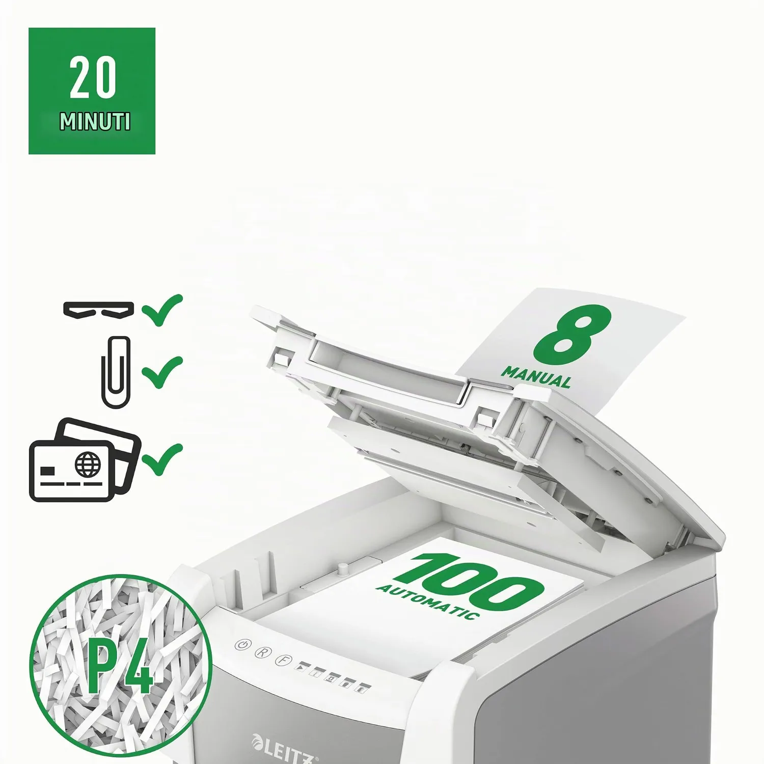 Leitz Ergo WOW 80110000 distruggidocumenti 100 fogli P-4