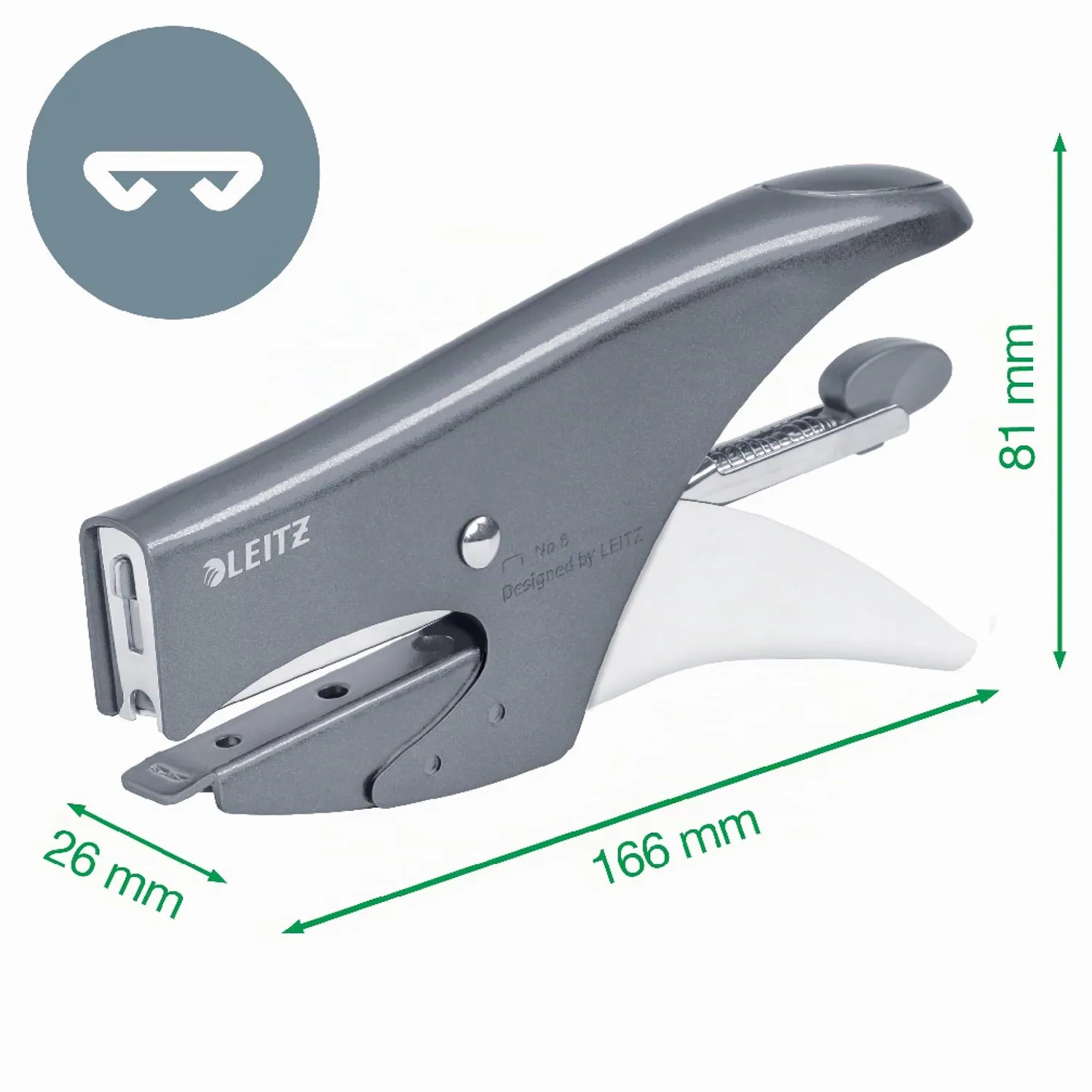 Leitz Ergo WOW 55470033 cucitrice a pinza blu scuro 15 fogli