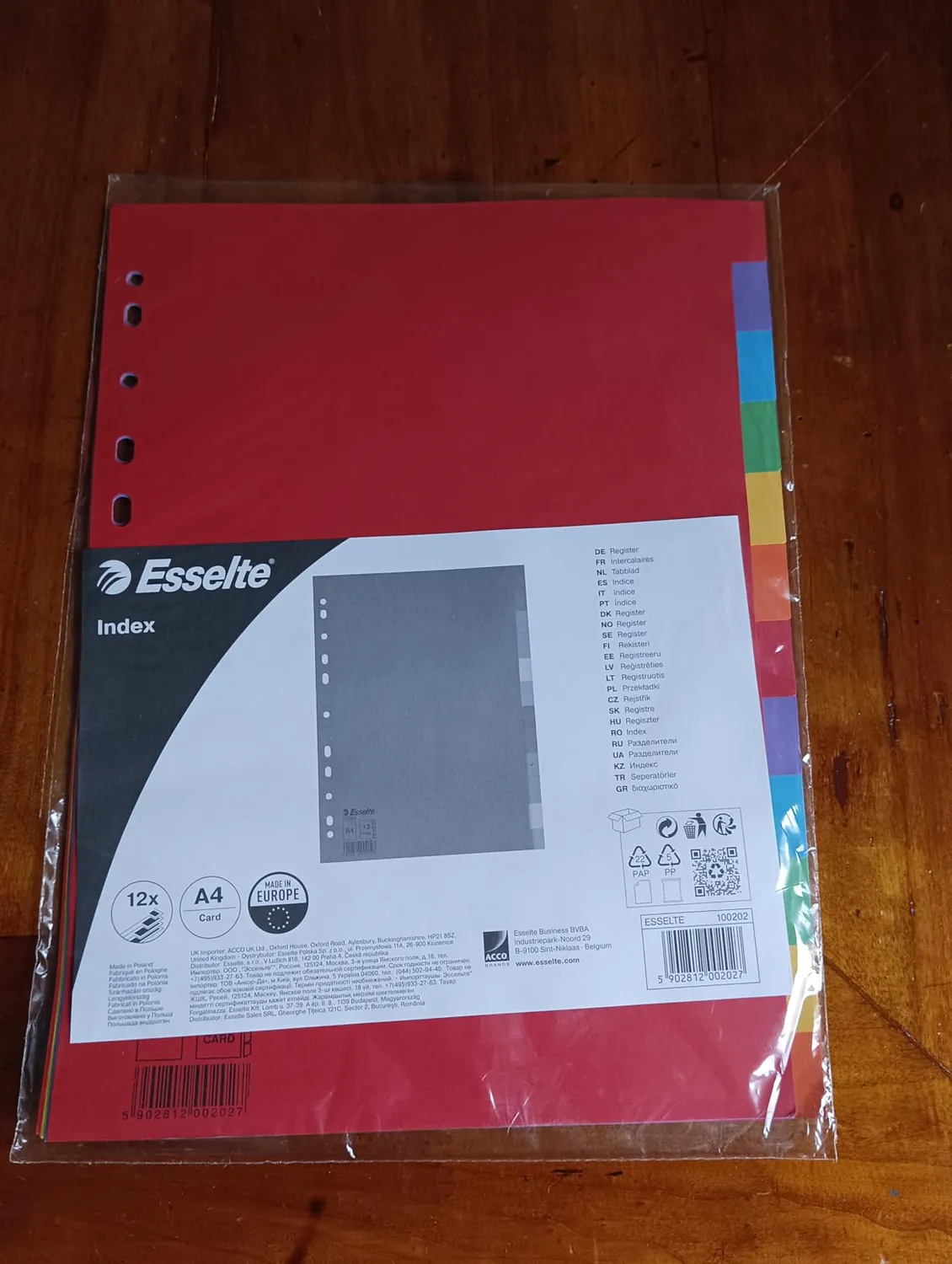 Esselte Divisori 100202 12 Tasti A4 Multicolore 10 pezzi