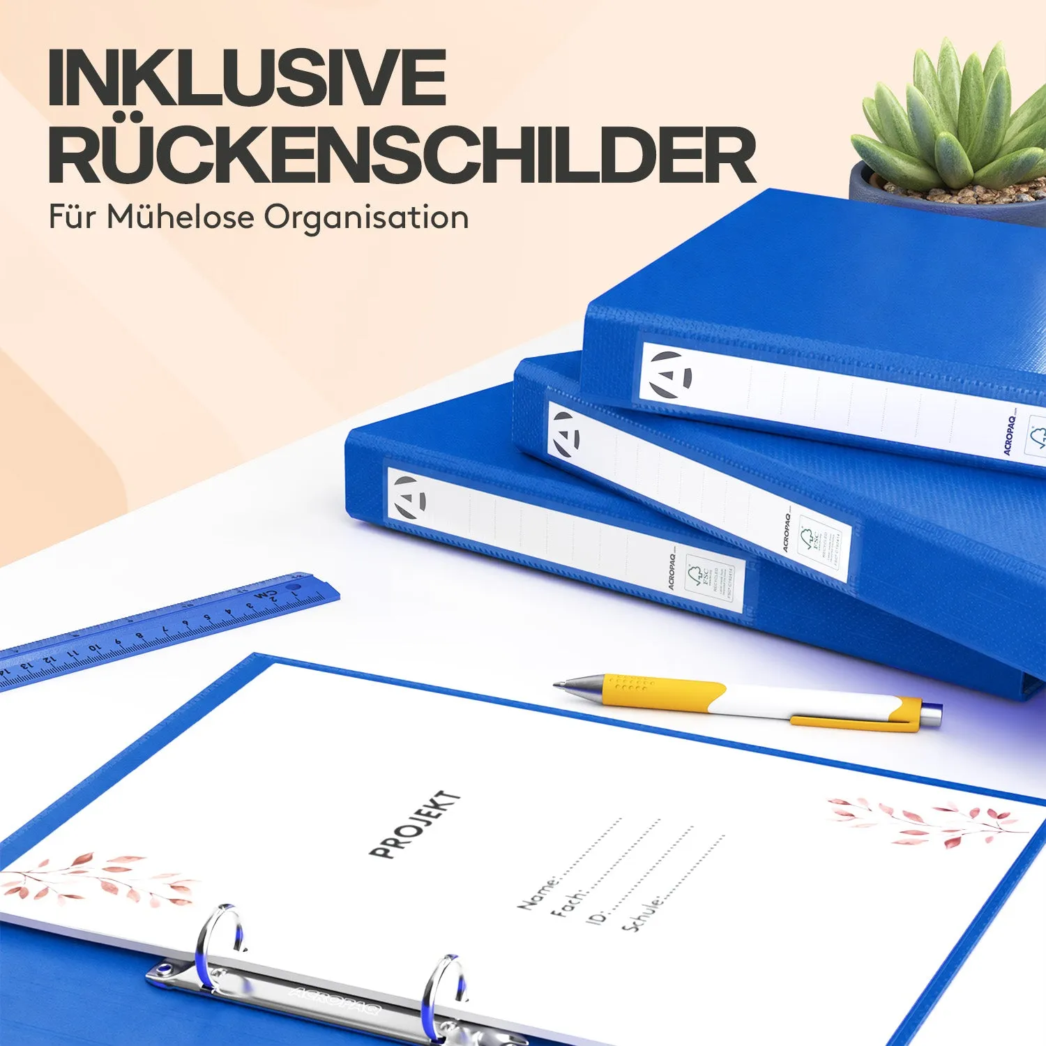 ACROPAQ Raccoglitori Anelli A4 10pz 42mm Blu 2 Anelli