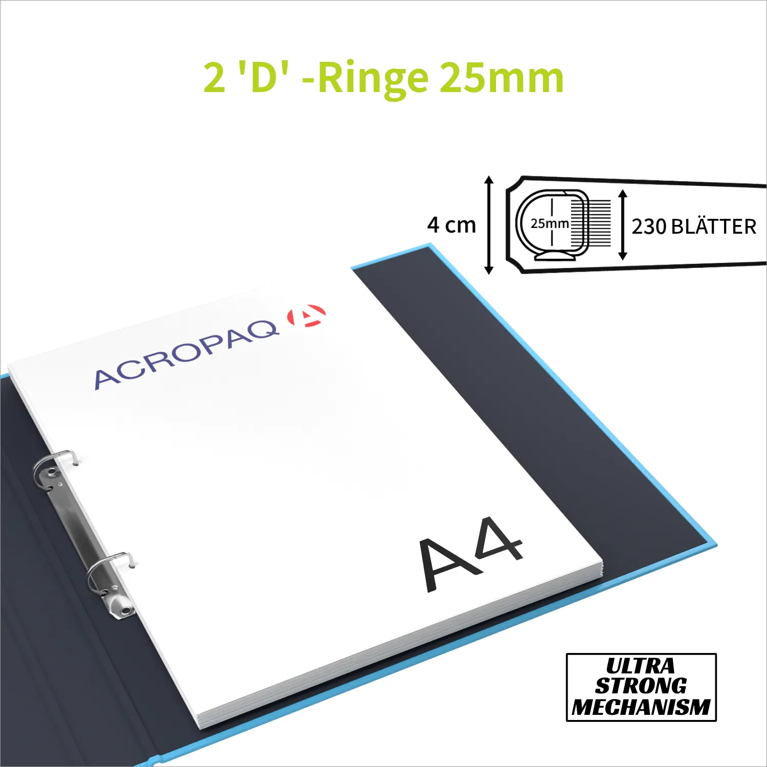 ACROPAQ Aquarell Raccoglitori ad Anelli A4 Set 5 Pezzi 4 cm