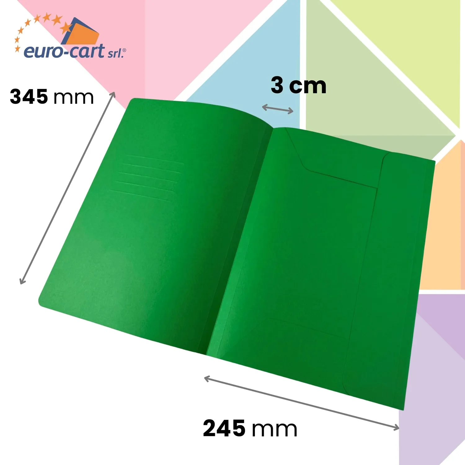 Eurocart cartelline 3 lembi A4 200 g 8 colori 30 pezzi