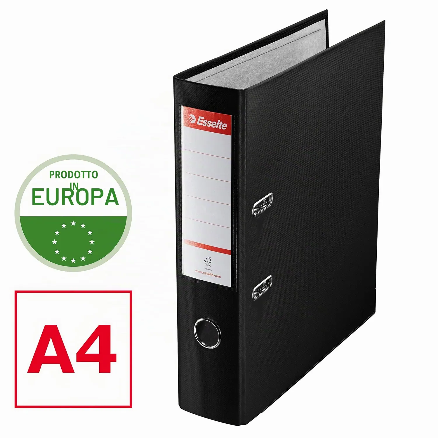 Esselte Essentials D75 Raccoglitore a Leva A4 Nero 3 pezzi