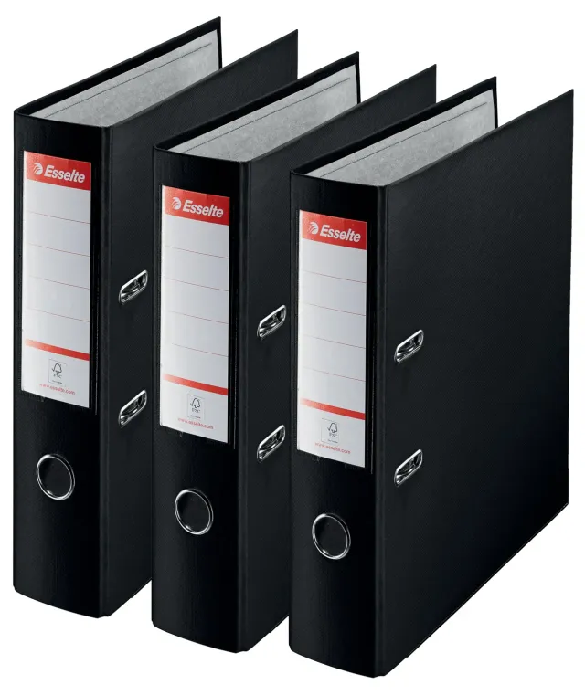 Esselte Essentials D75 Raccoglitore a Leva A4 Nero 3 pezzi