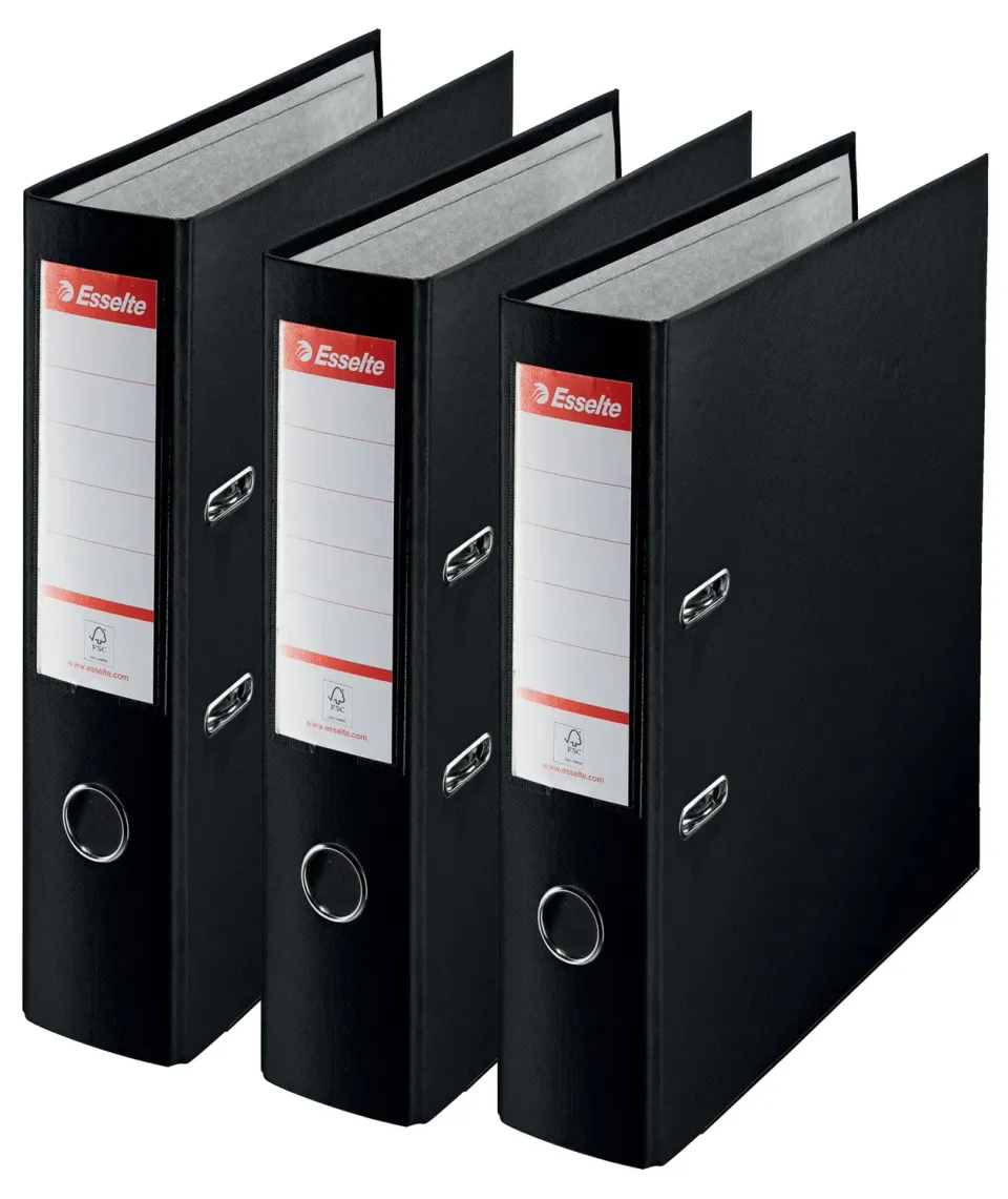 Esselte Essentials D75 Raccoglitore a Leva A4 Nero 3 pezzi
